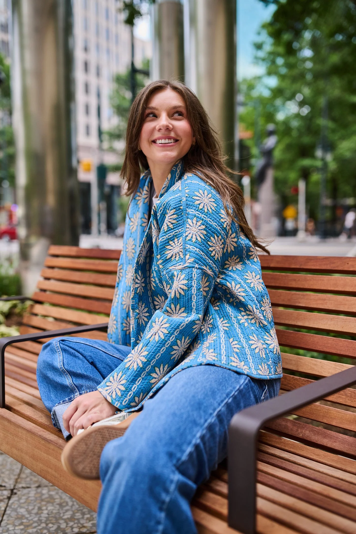 Allison Reversible Quilted Jacket - Blue Daisy - Image 14