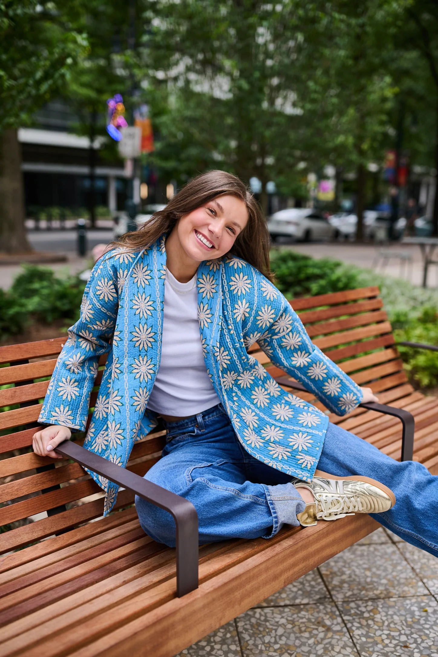 Allison Reversible Quilted Jacket - Blue Daisy - Image 24