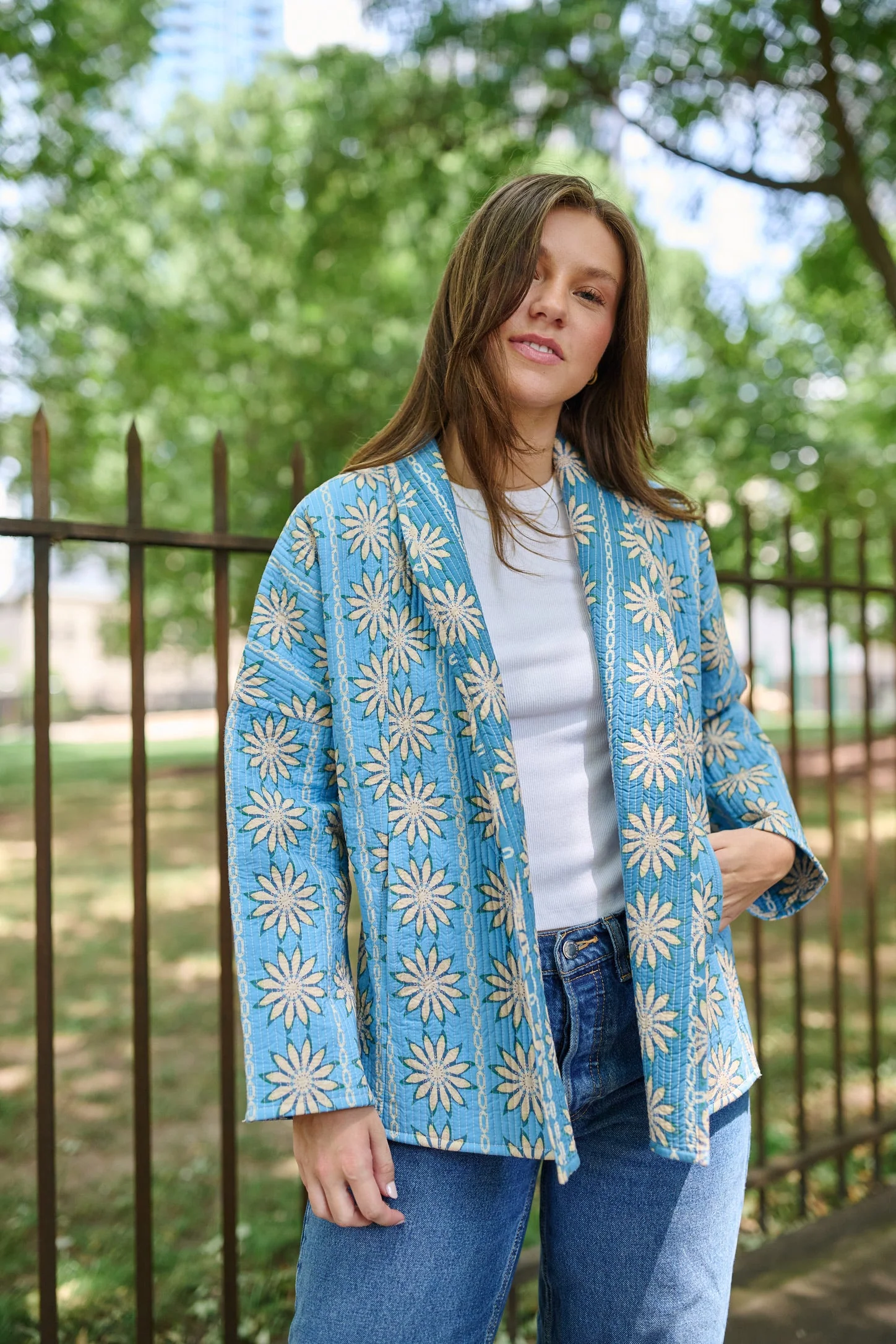Allison Reversible Quilted Jacket - Blue Daisy - Image 35