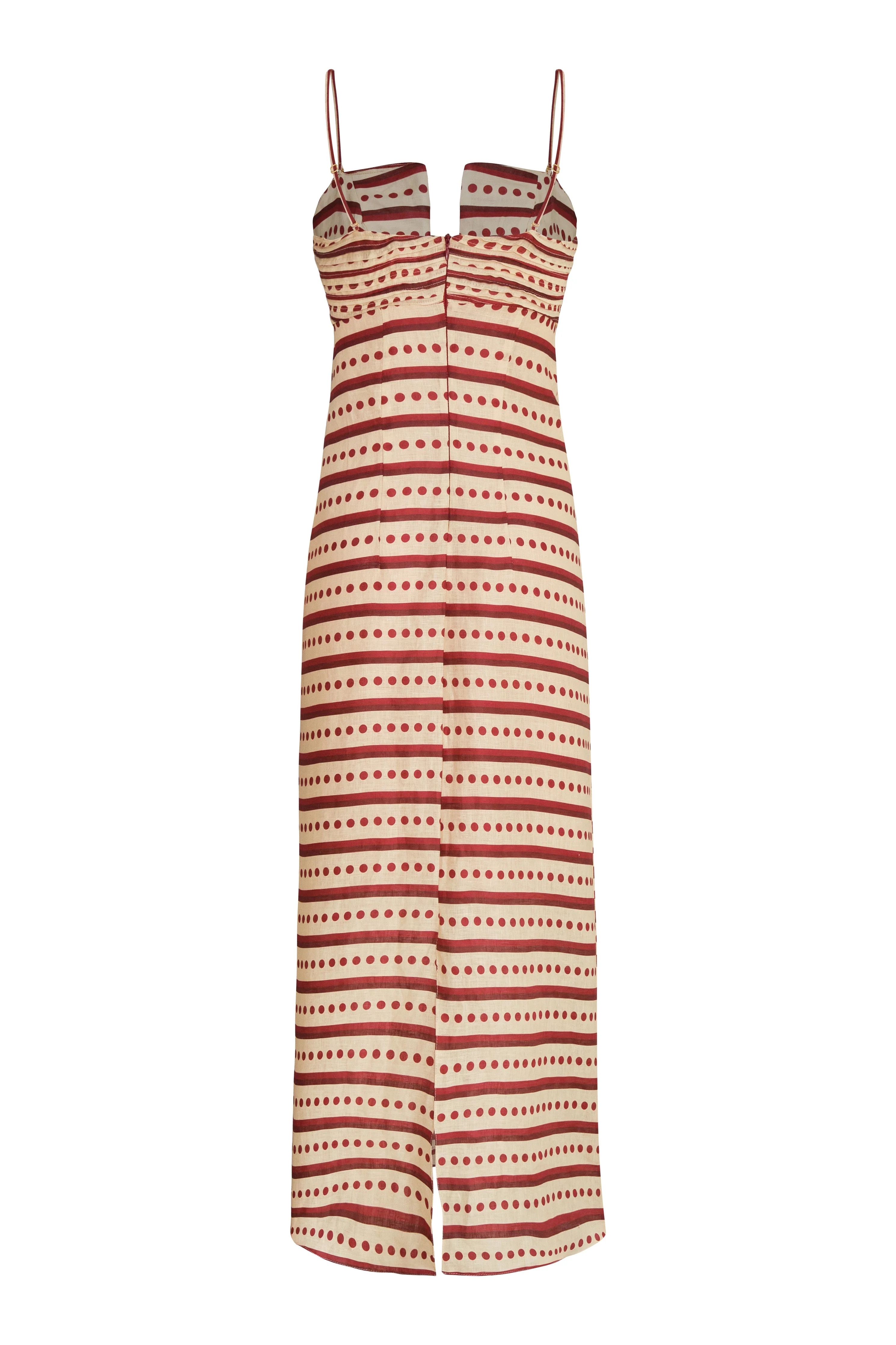 Antigüa Linen Midi Dress / Red Stripes - Image 2
