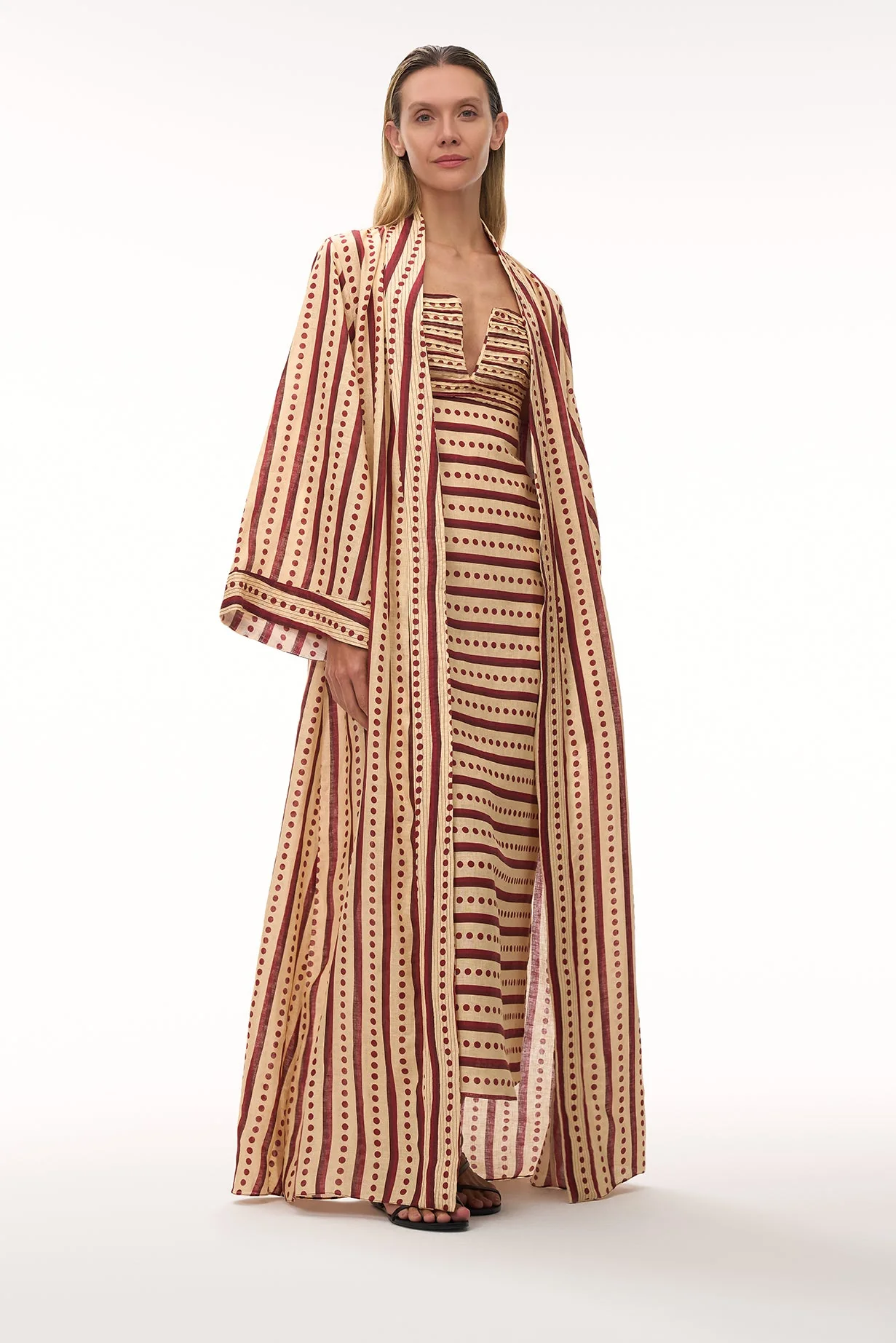 Antigüa Linen Midi Dress / Red Stripes - Image 3
