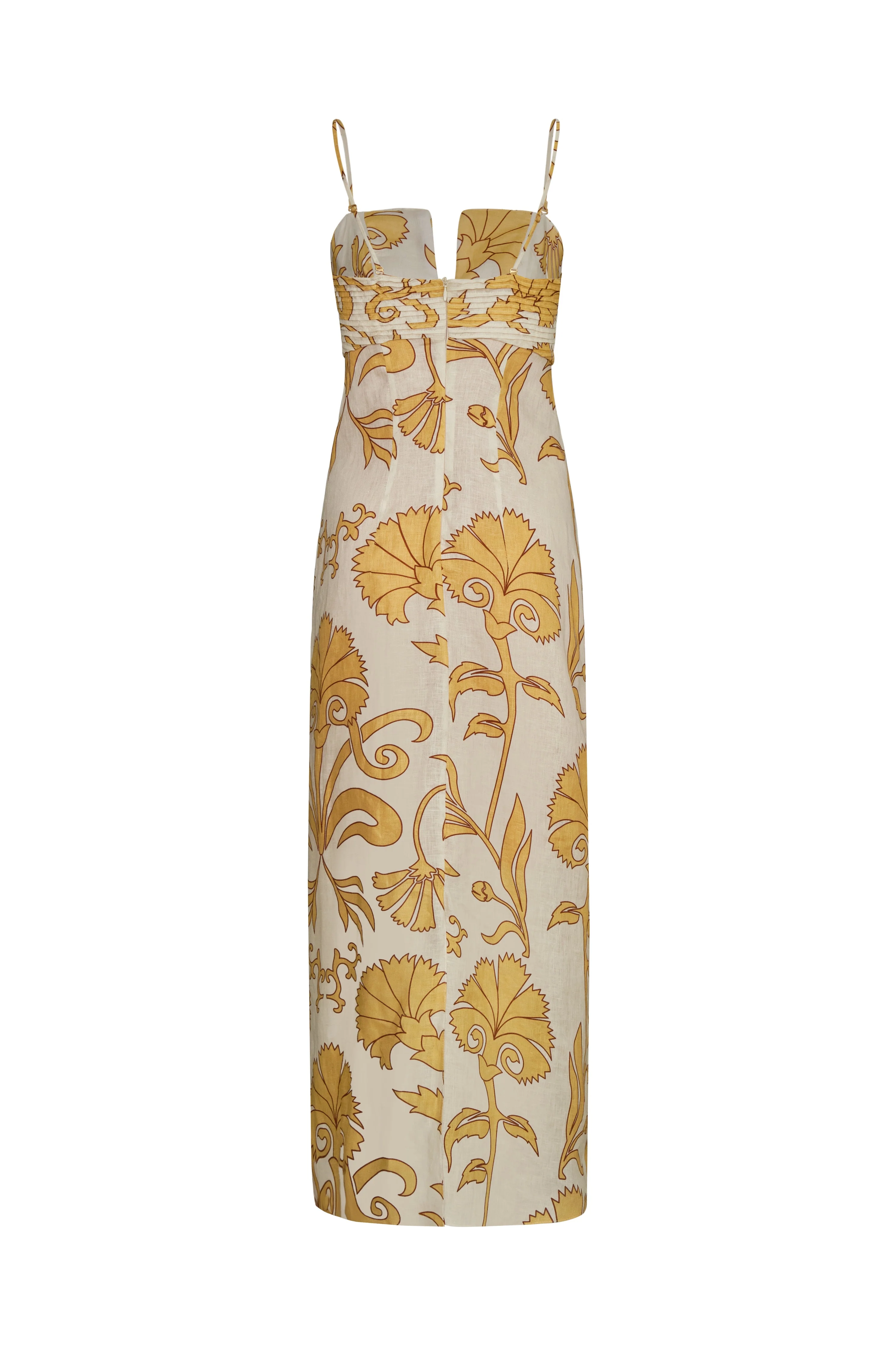 Antigüa Linen Midi Dress / Yellow Flowers - Image 3