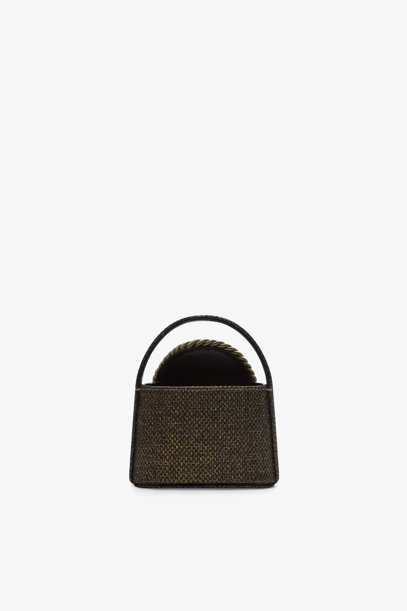Antique Gold Glitter Mini Top-Handle Bag With Passementerie Detail - Image 3
