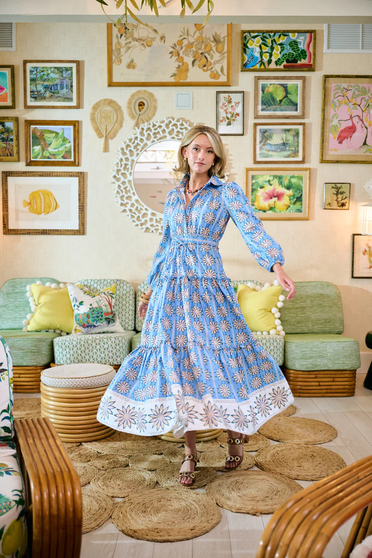 Banyan Long Sleeve Dress - Blue Daisy - Image 15