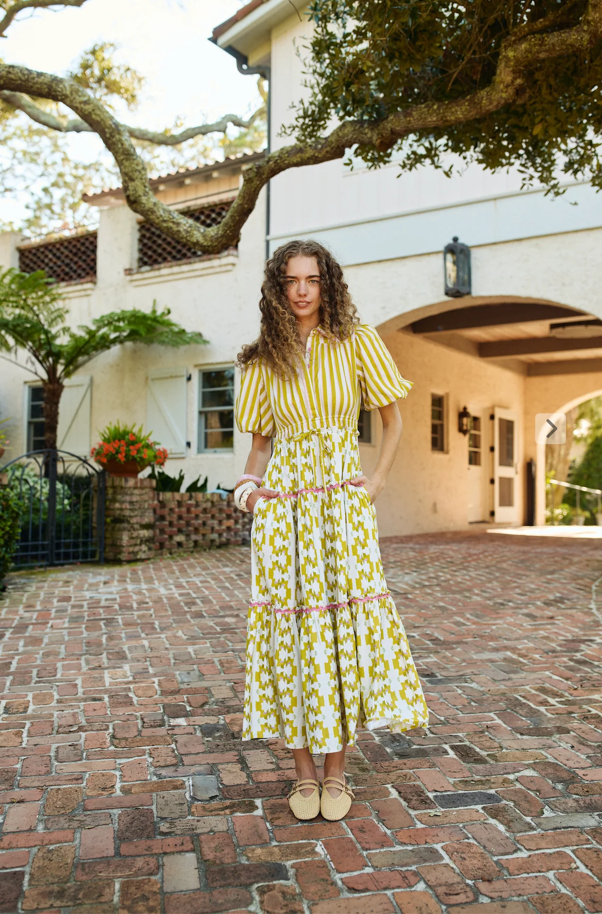 Banyan Puff Sleeve Dress - Lime & Vine