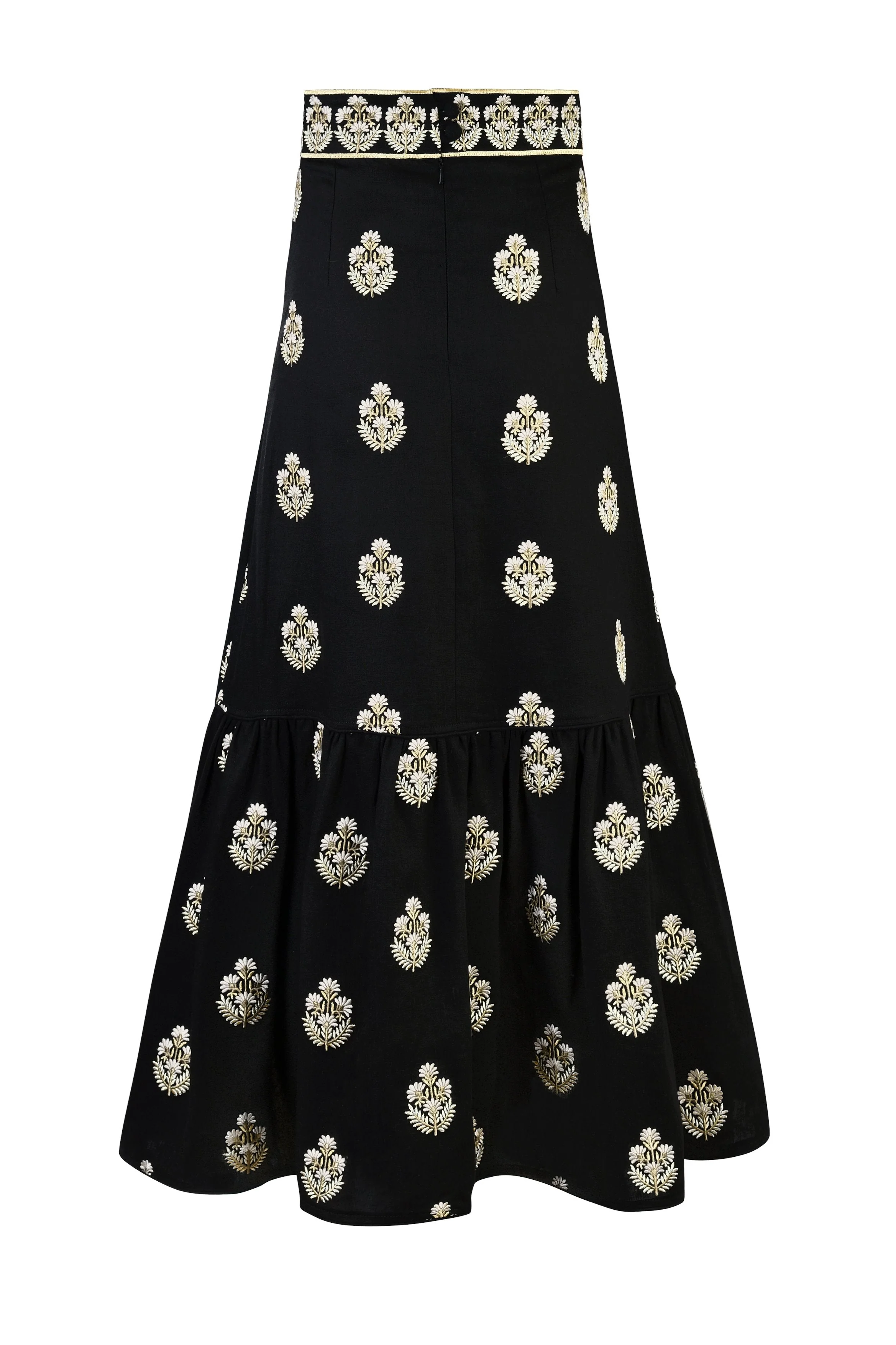 Begum Skirt- Black, White & Gold
