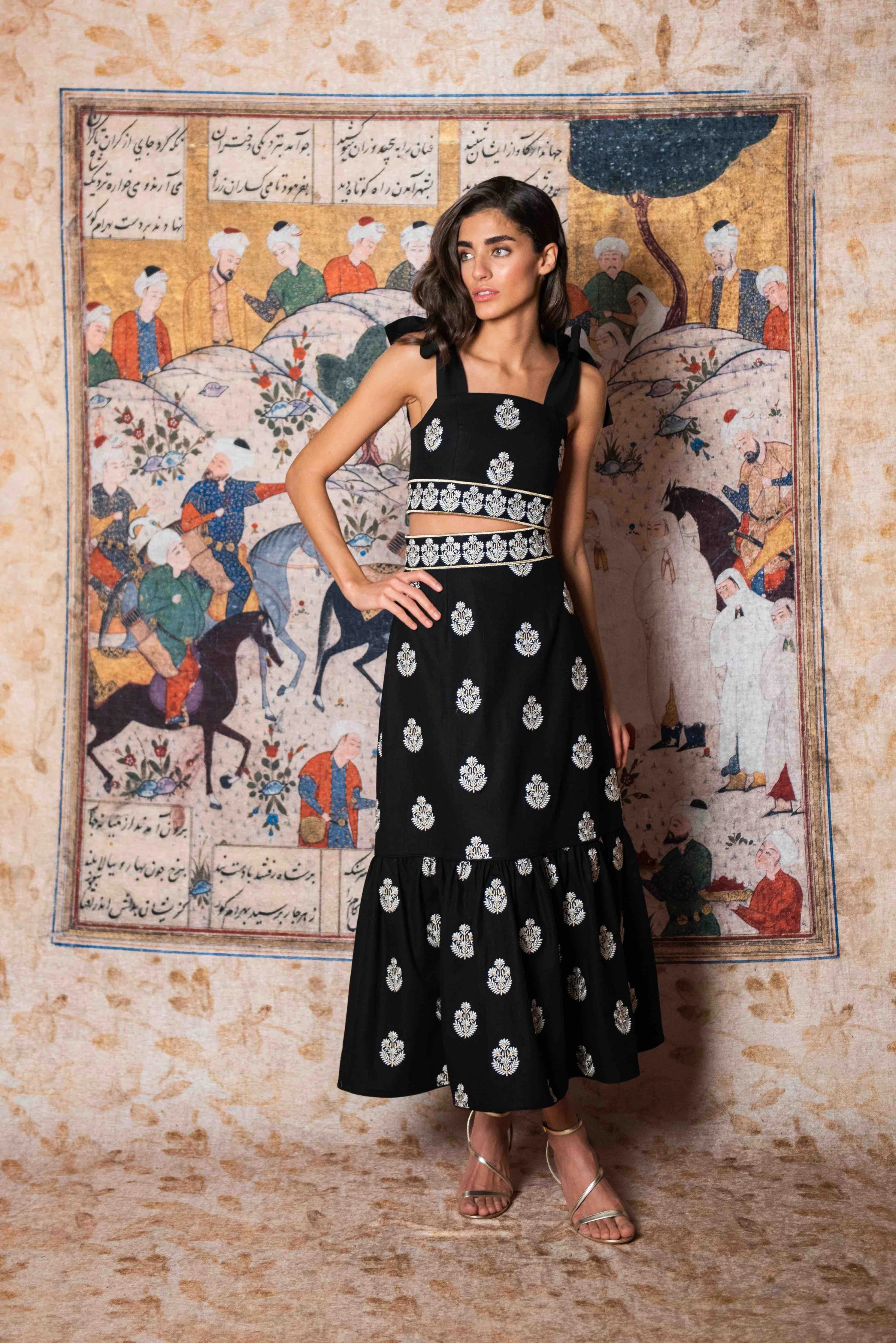 Begum Skirt- Black, White & Gold - Image 2