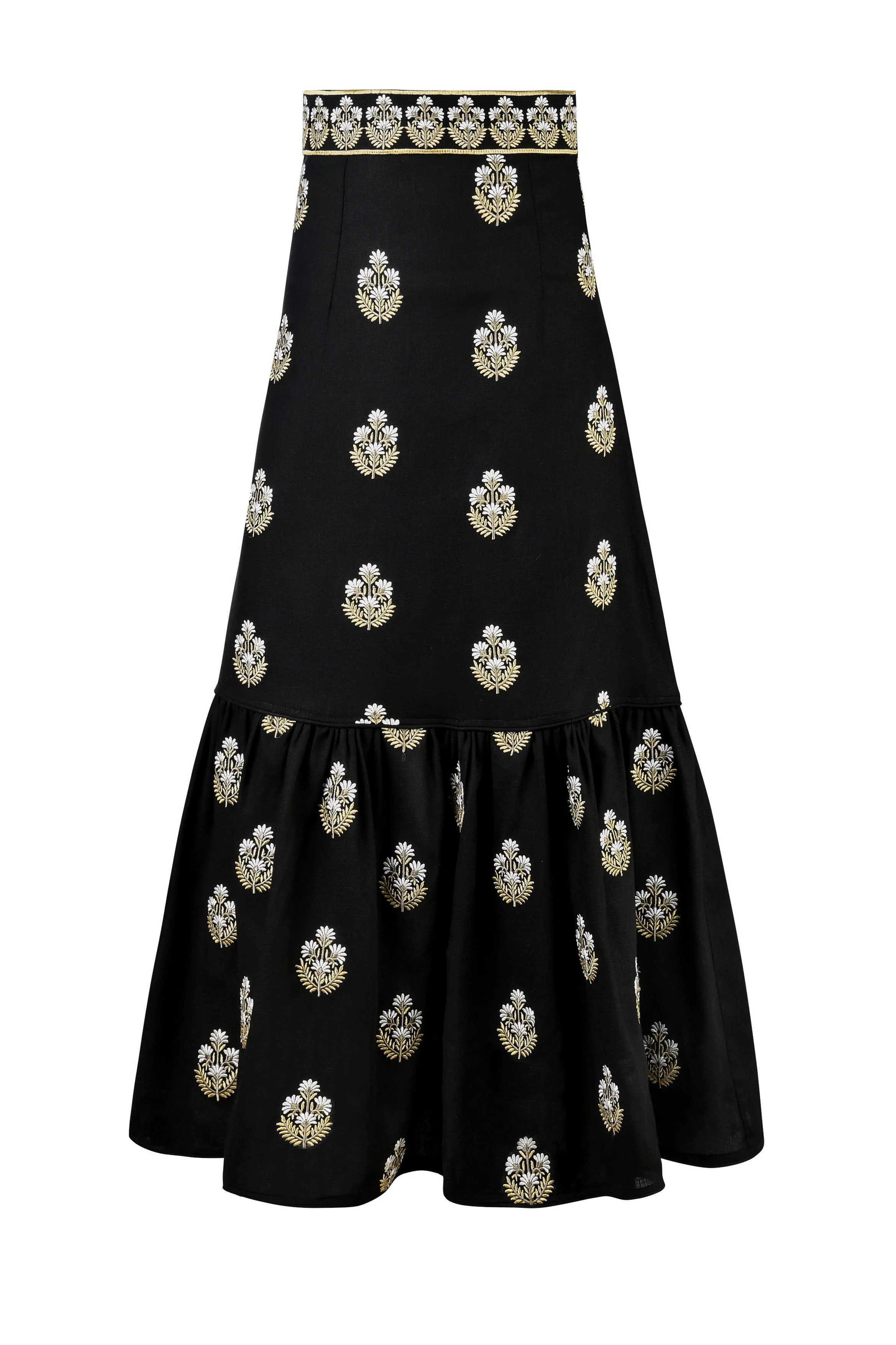 Begum Skirt- Black, White & Gold - Image 3