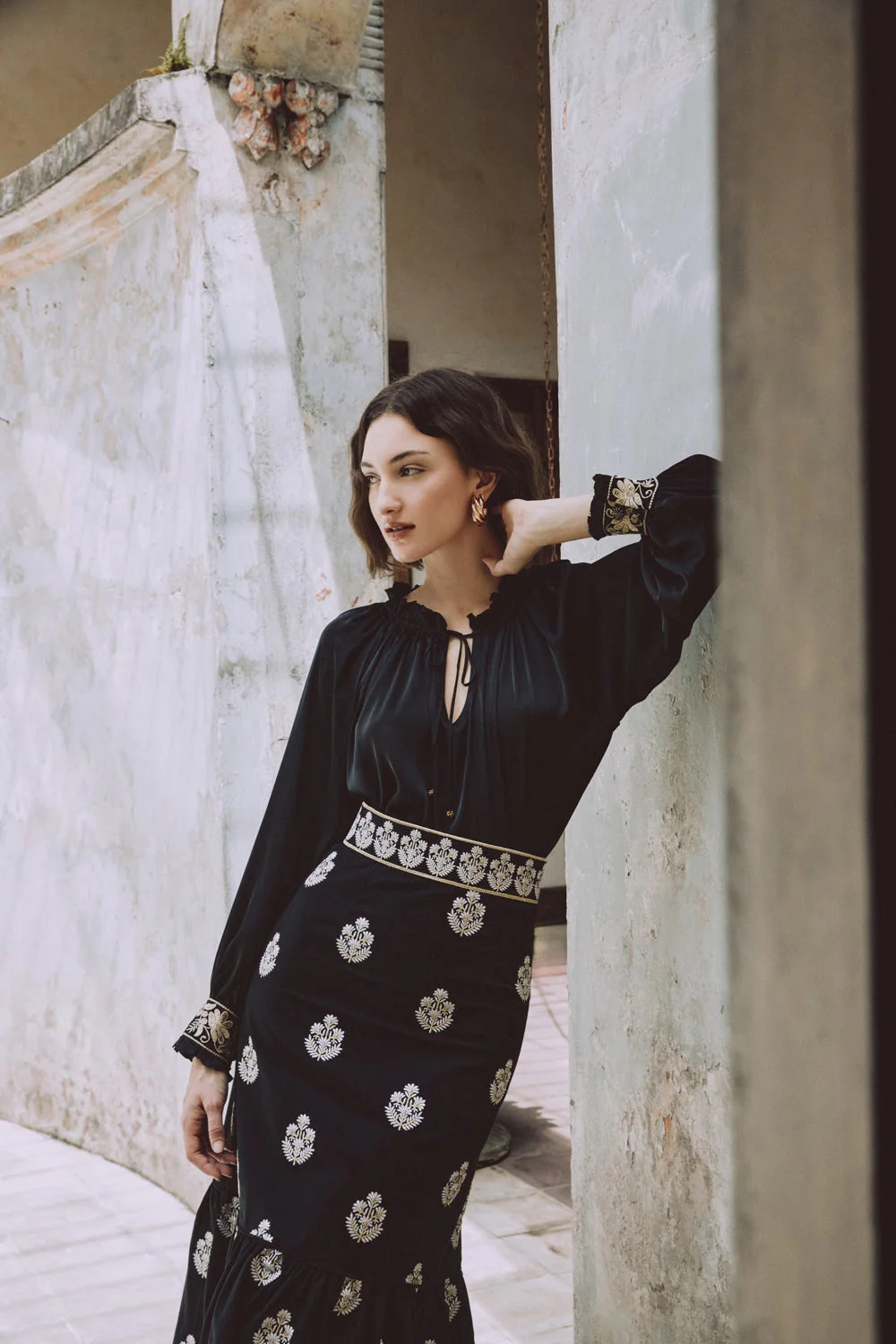 Begum Skirt- Black, White & Gold - Image 7
