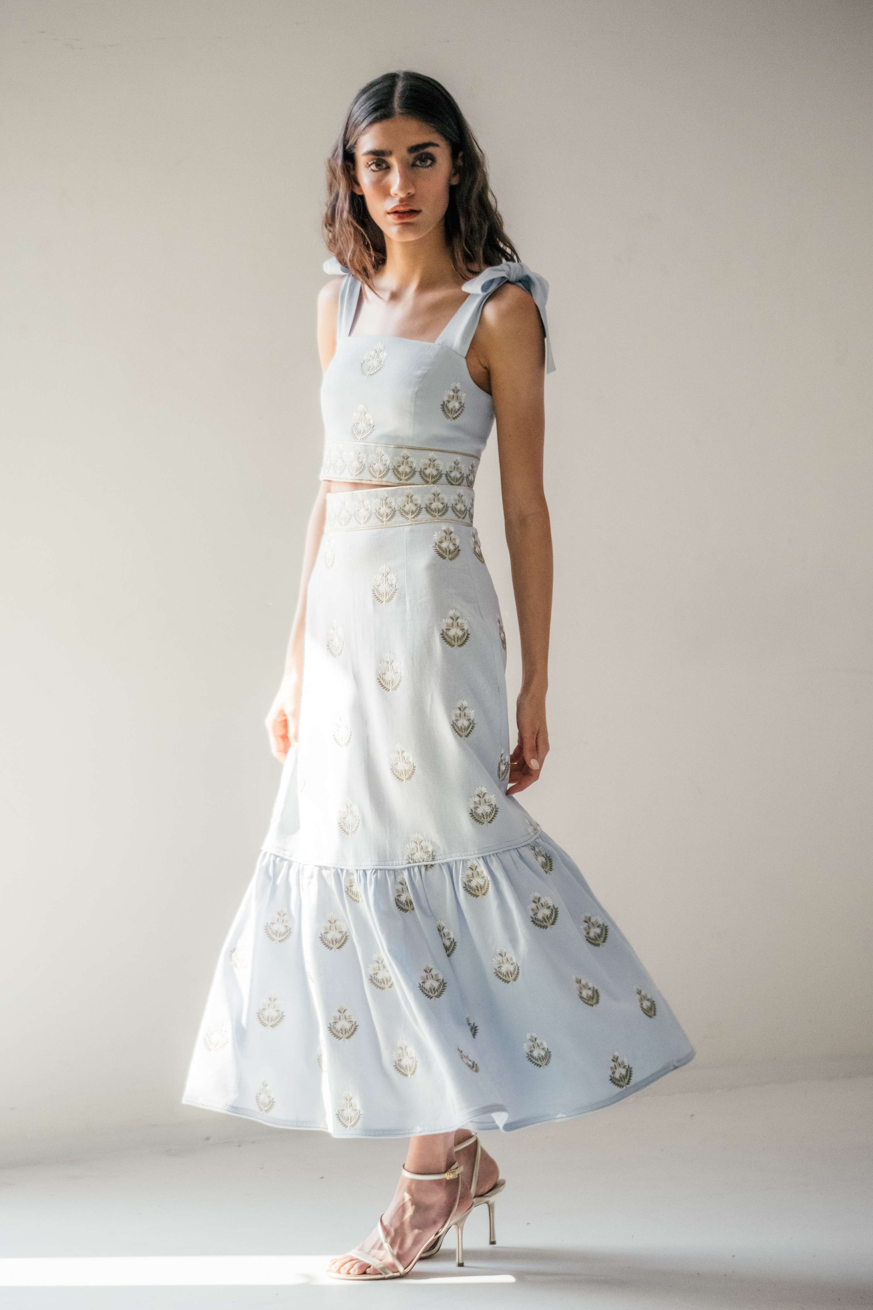 Begum Skirt- Light Blue & White - Image 4