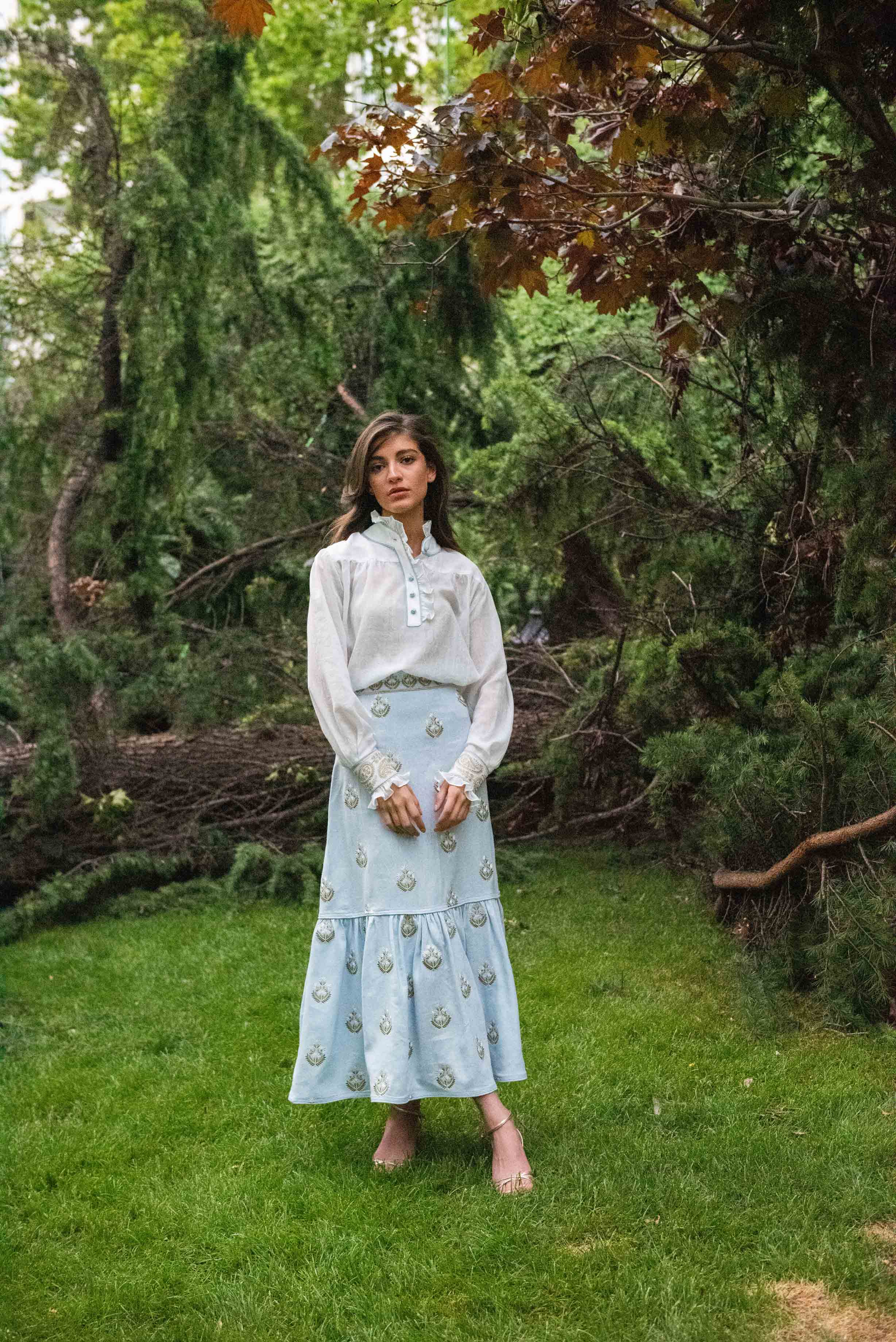 Begum Skirt- Light Blue & White - Image 5