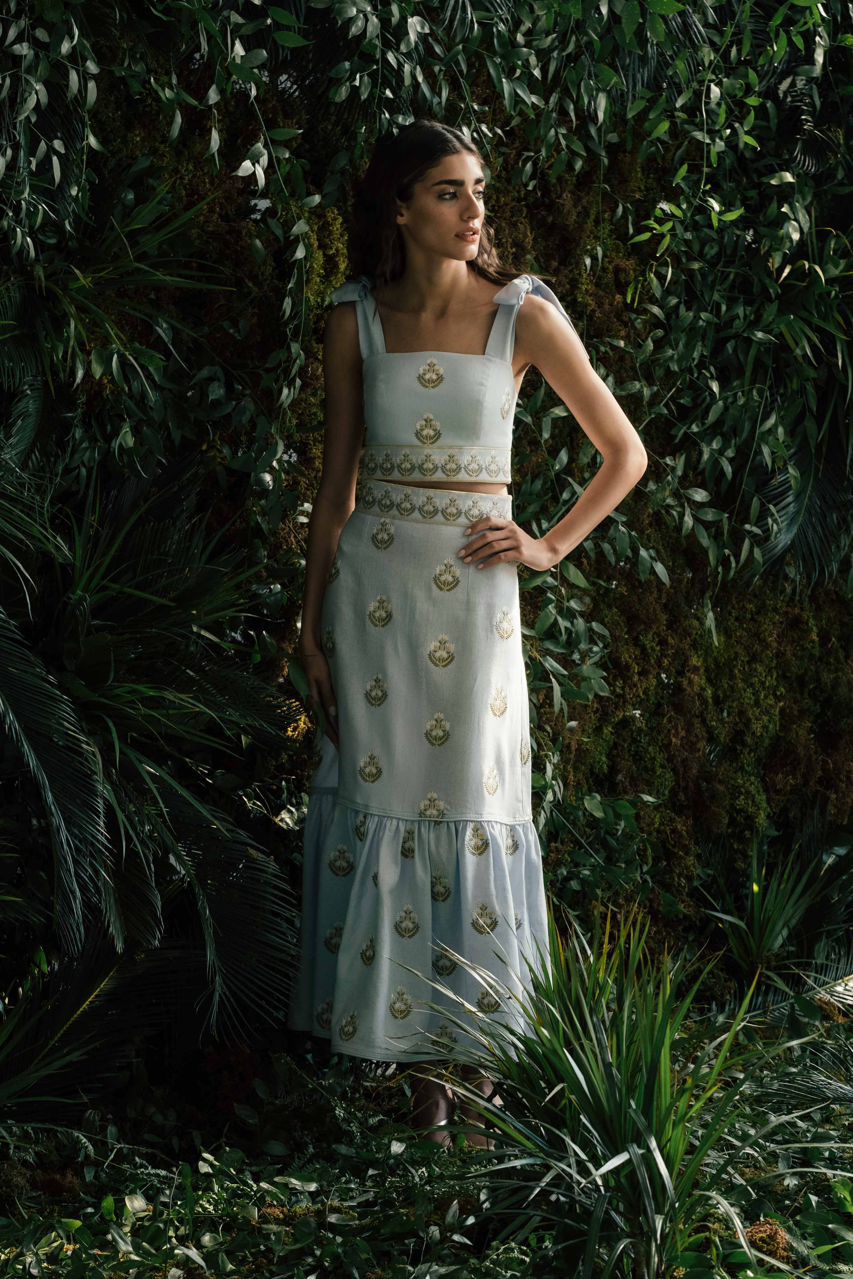 Begum Skirt- Light Blue & White - Image 9