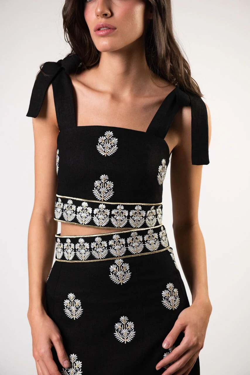 Begum Top - Black, White & Gold - Image 3