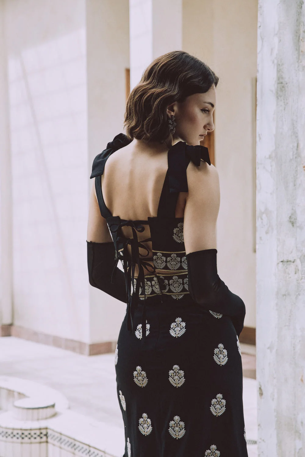 Begum Top - Black, White & Gold - Image 9