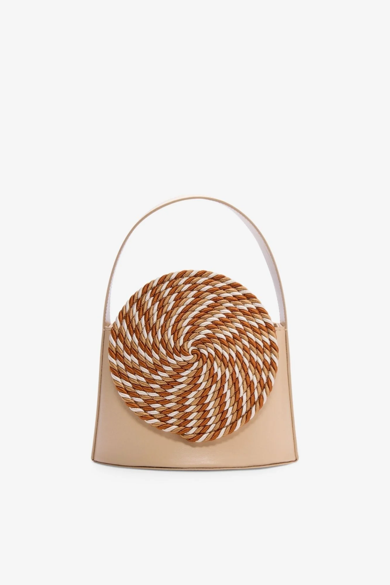 Beige & Multico Leather Bag With Passementerie Details