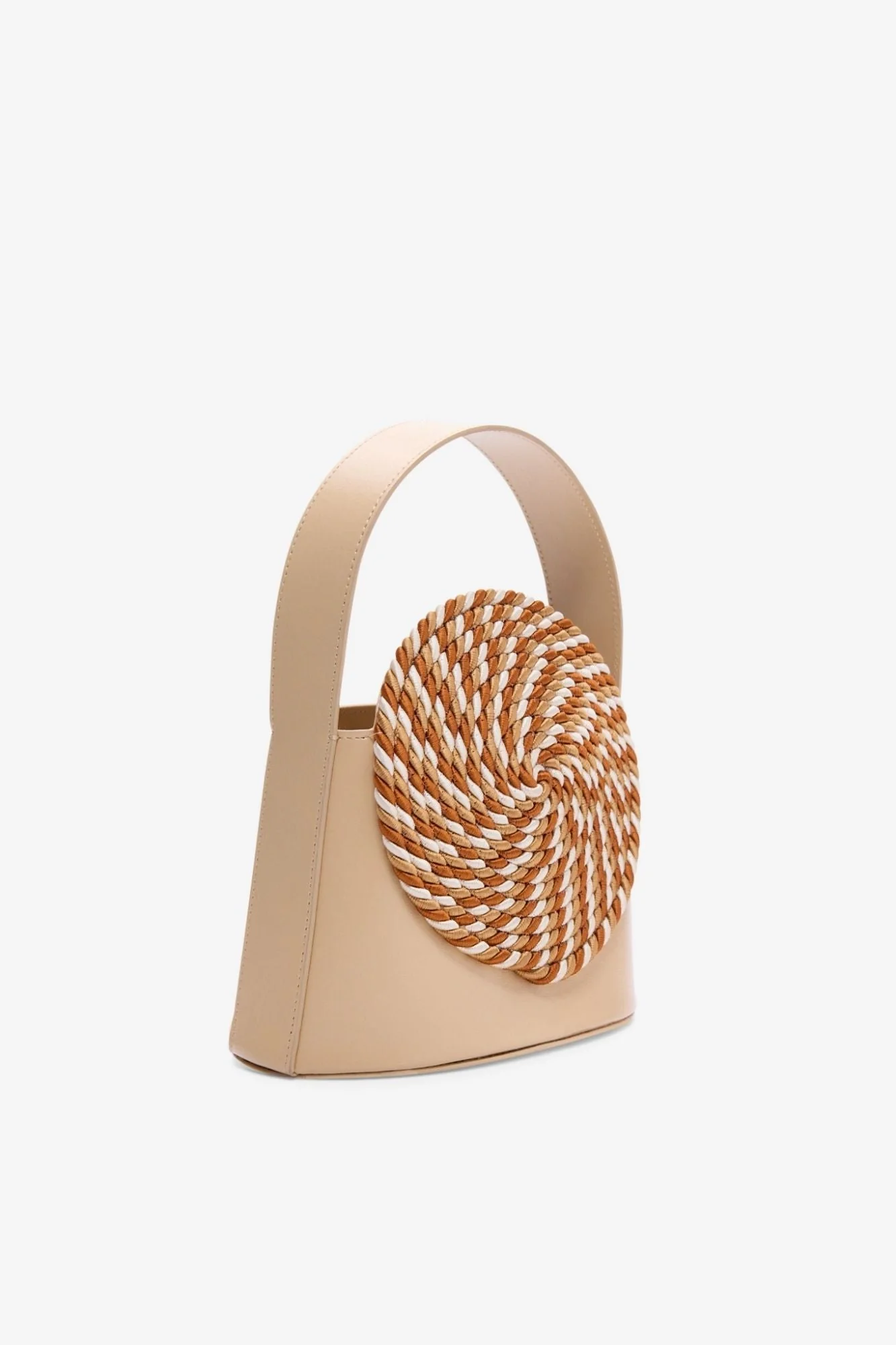 Beige & Multico Leather Bag With Passementerie Details - Image 2