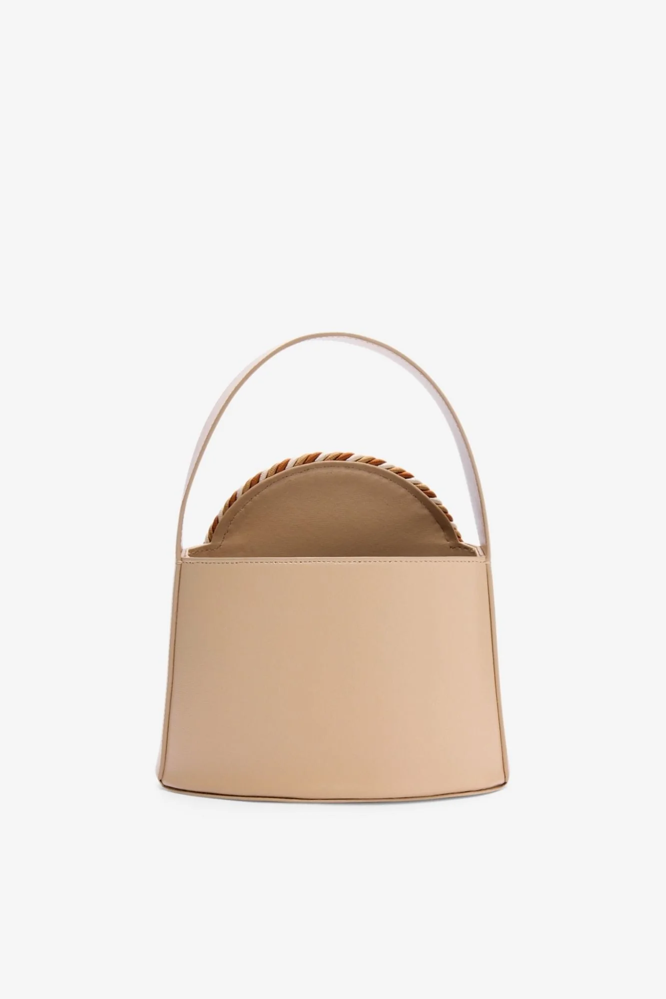 Beige & Multico Leather Bag With Passementerie Details - Image 3