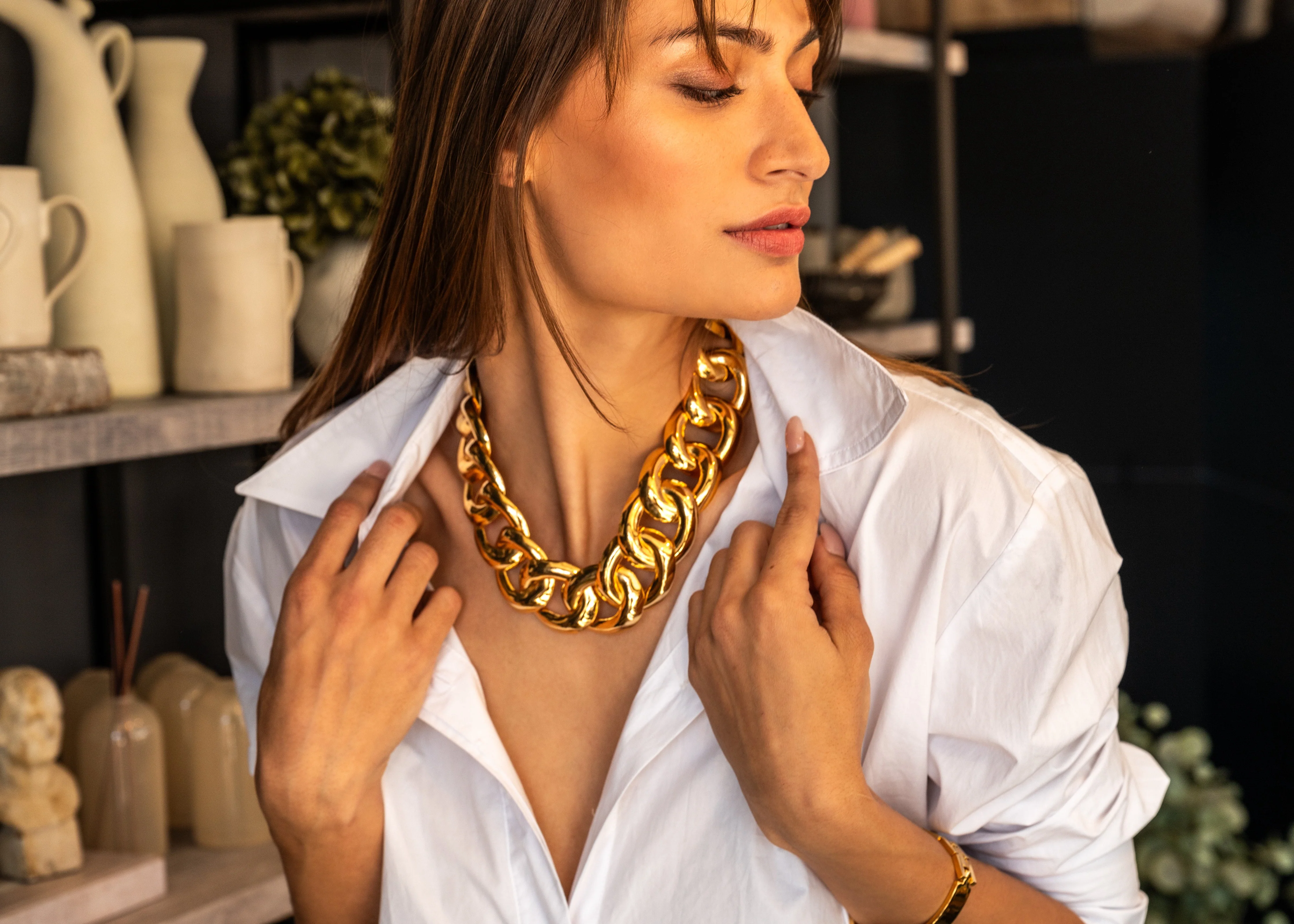 Big Link Necklace Gold - Image 6