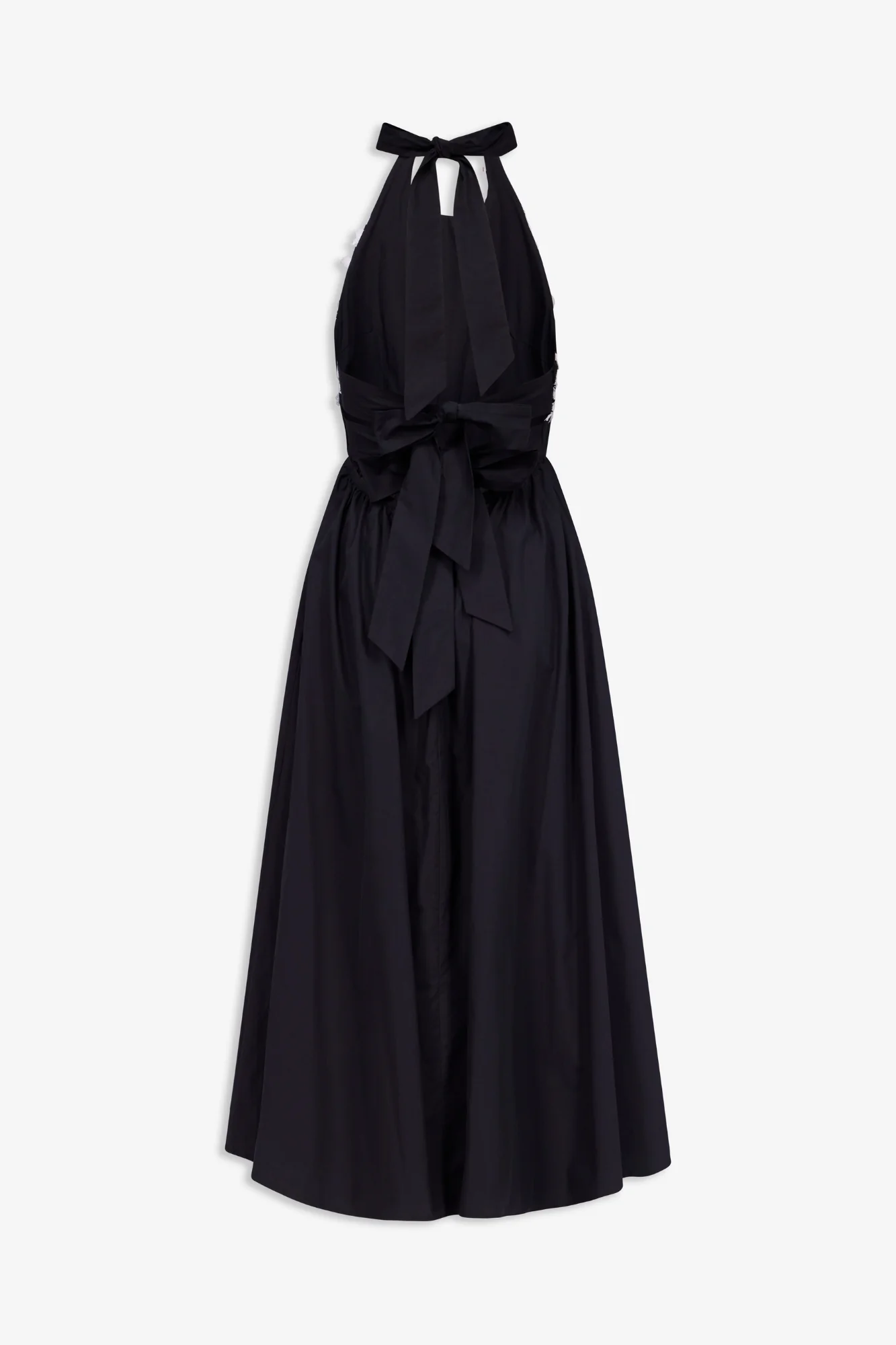 Black and White Cotton Dress With Embroidered Bodice Detail - Image 3