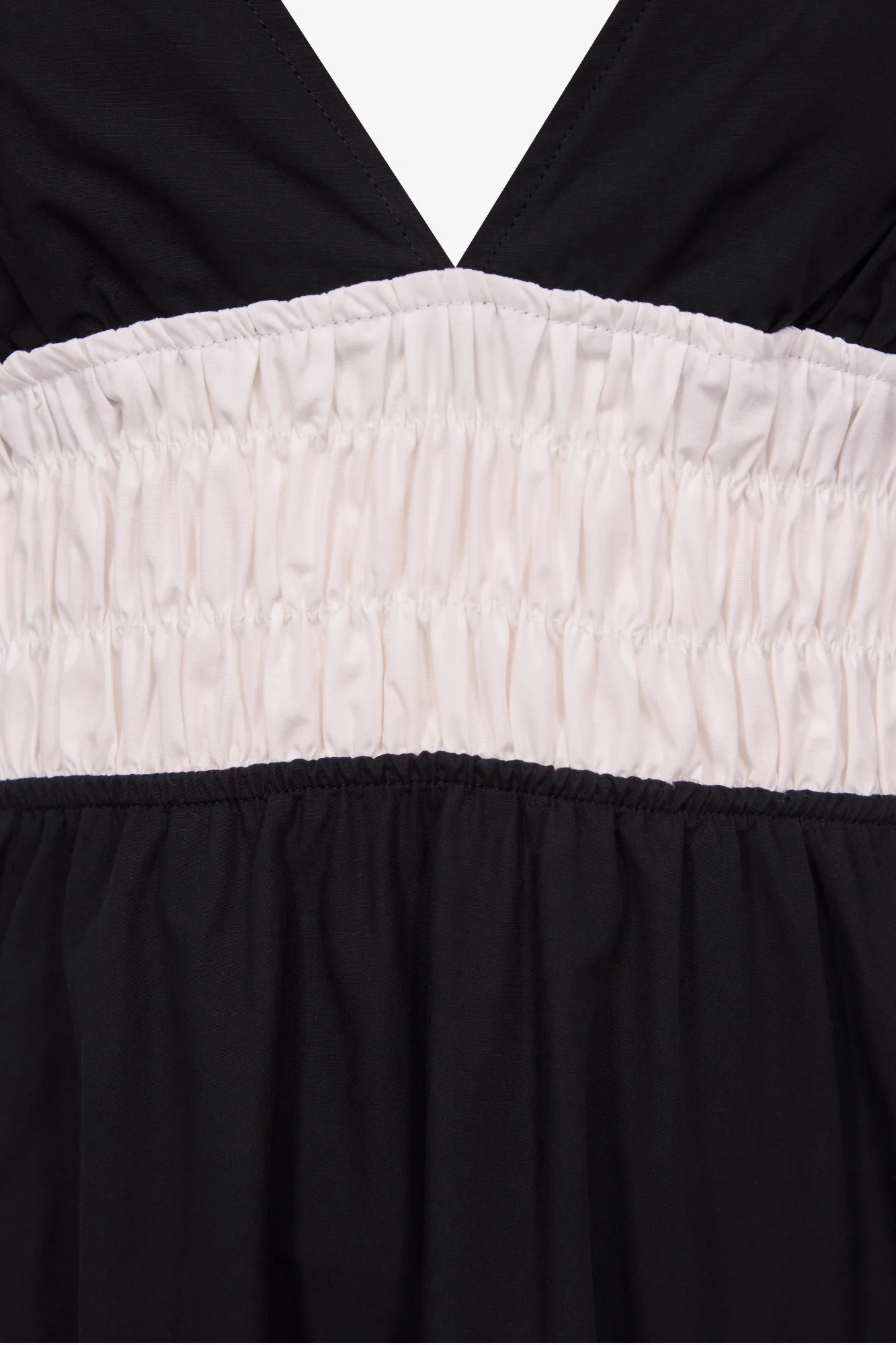 Black Cotton Poplin Summer Dress With Gathered Waist Detail - Image 3