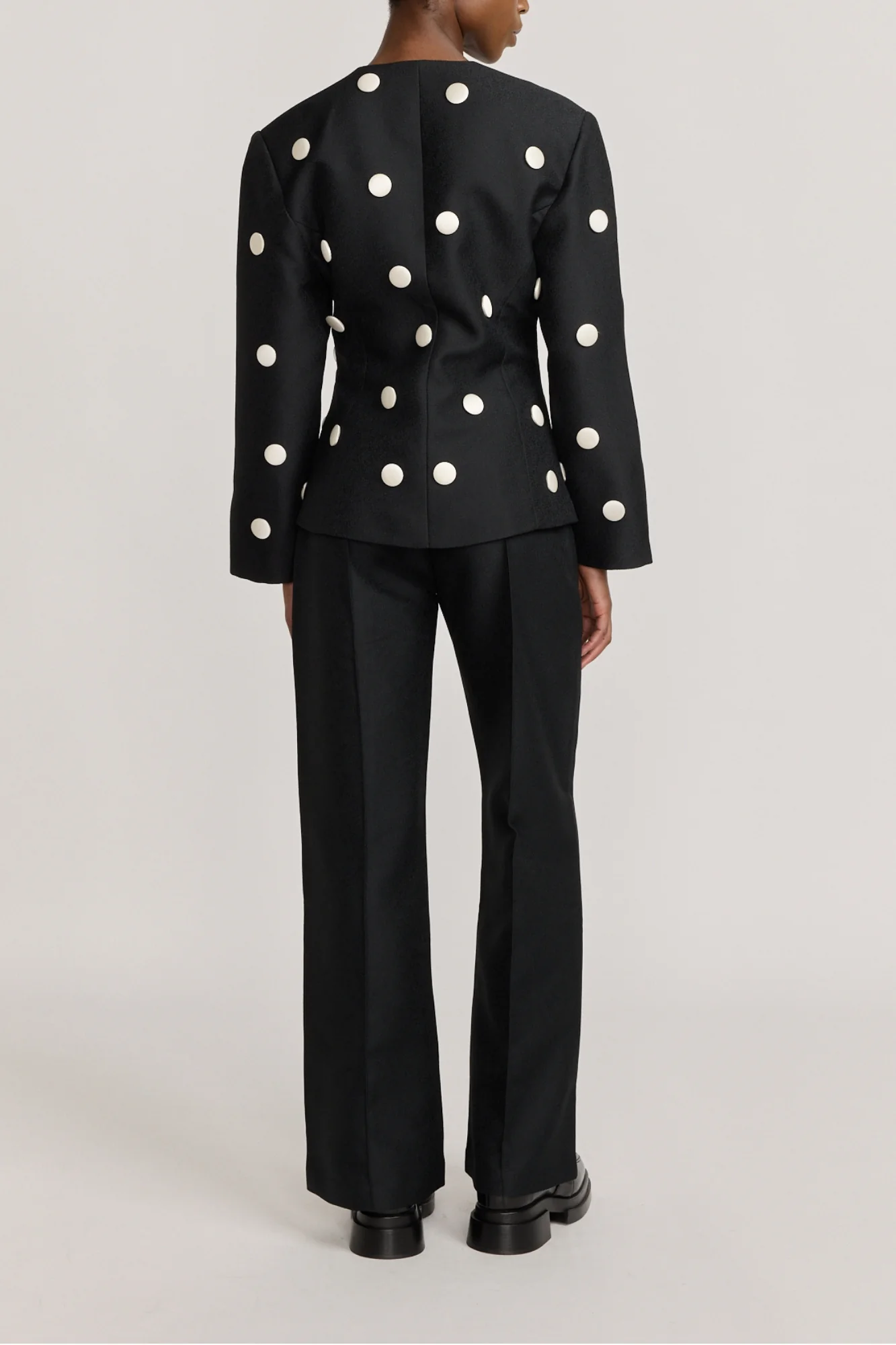 BLACK Crepe Flared Pants - Image 4
