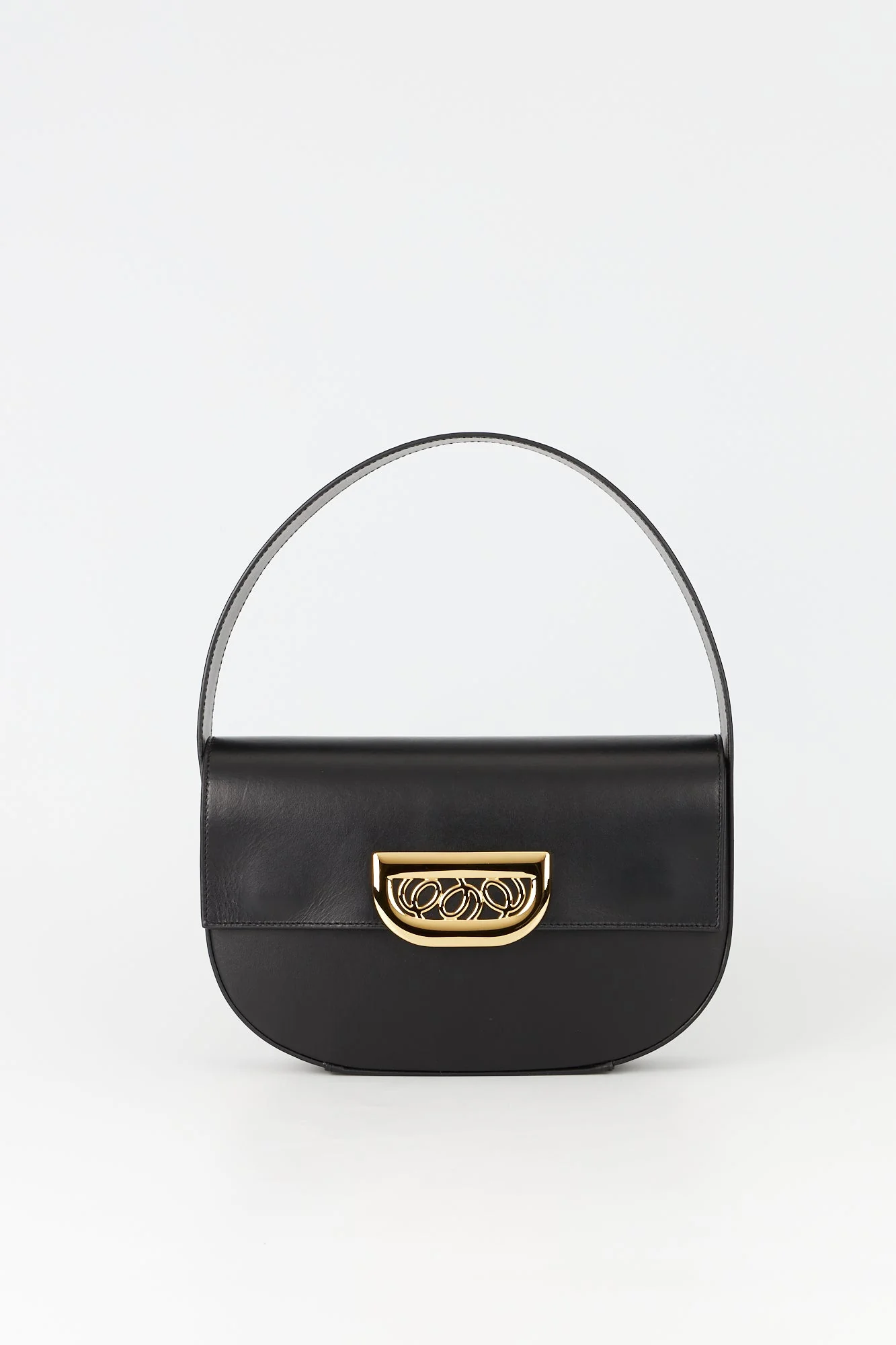 BLACK Geometric Leather Bag With Golden Latch M - Image 4
