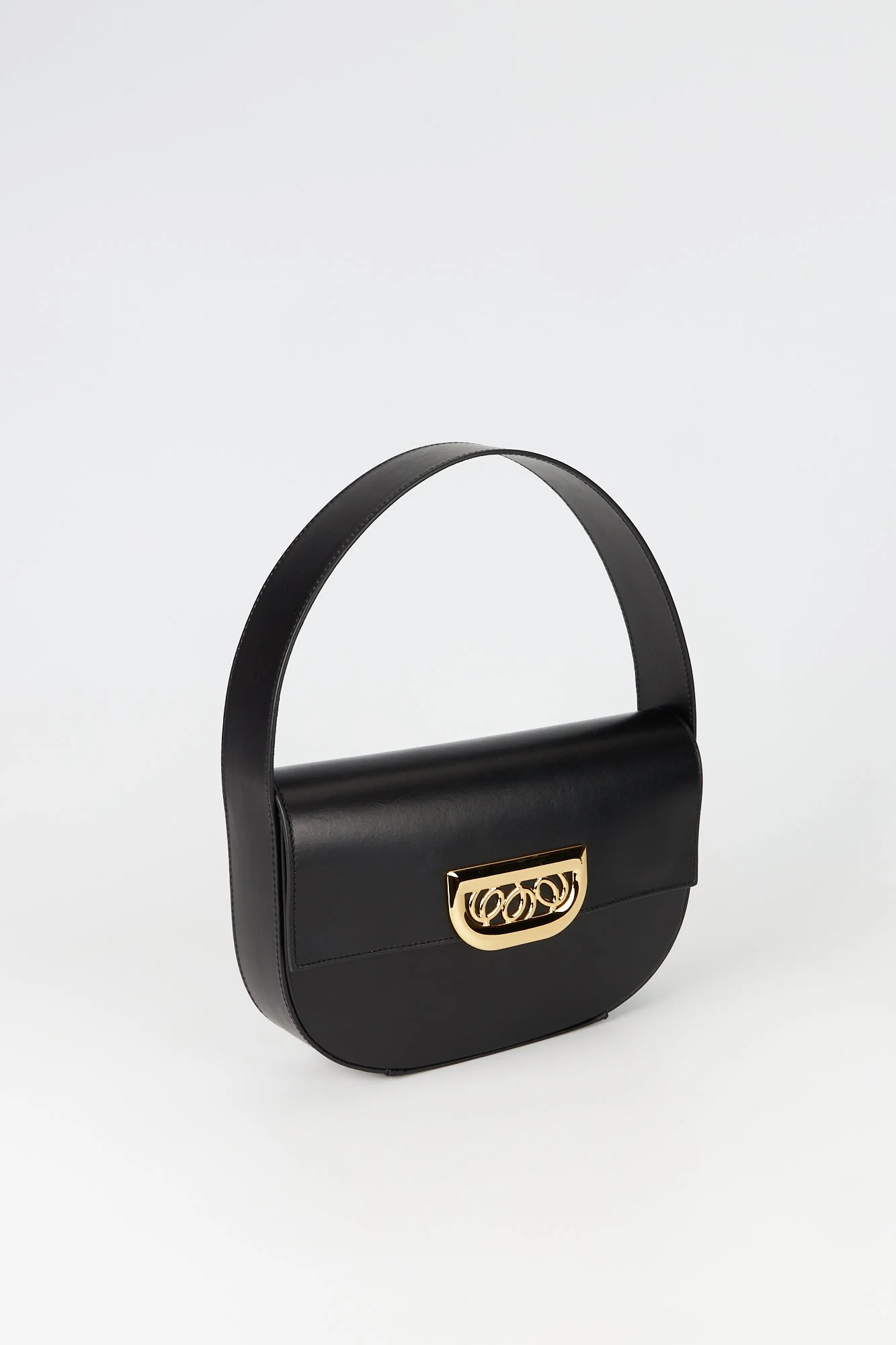 BLACK Geometric Leather Bag With Golden Latch M - Image 5