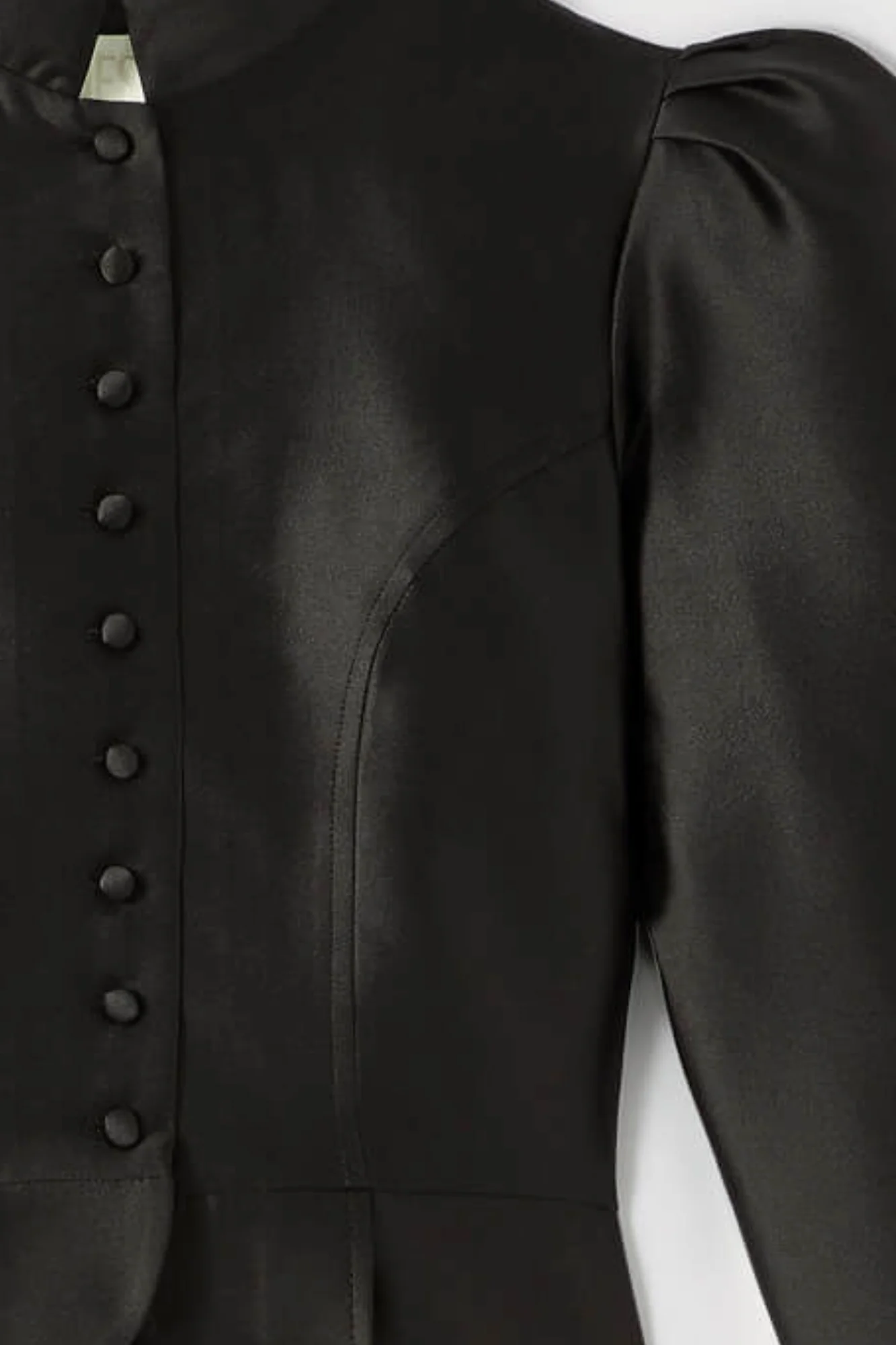 Black Satin Puff Sleeve Jacket - Image 2