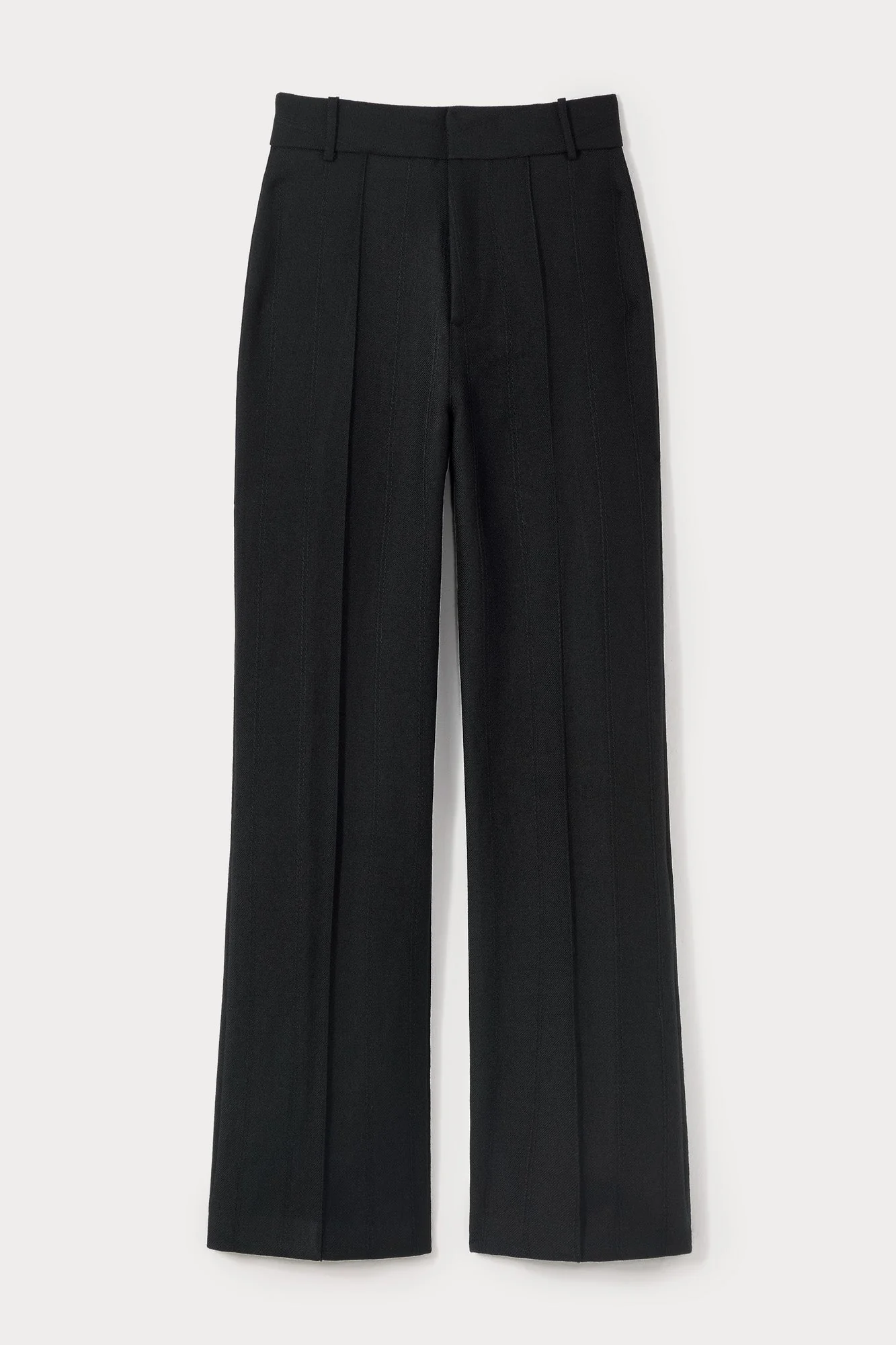 Black Stripe Wool Straight Pants