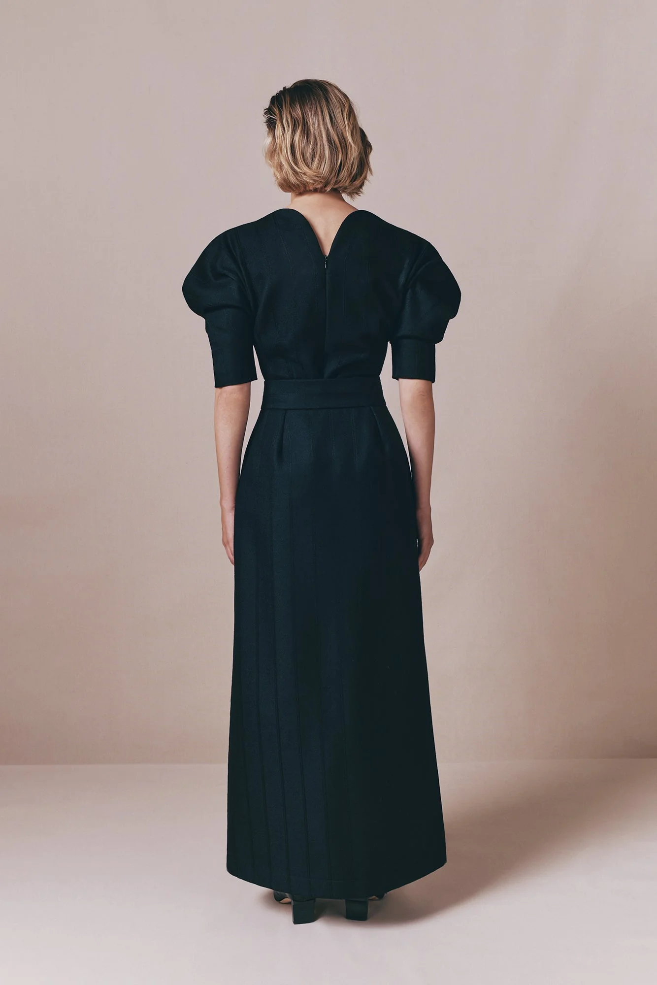 Black Virgin Wool Long Skirt With Refined Buttons - Image 2