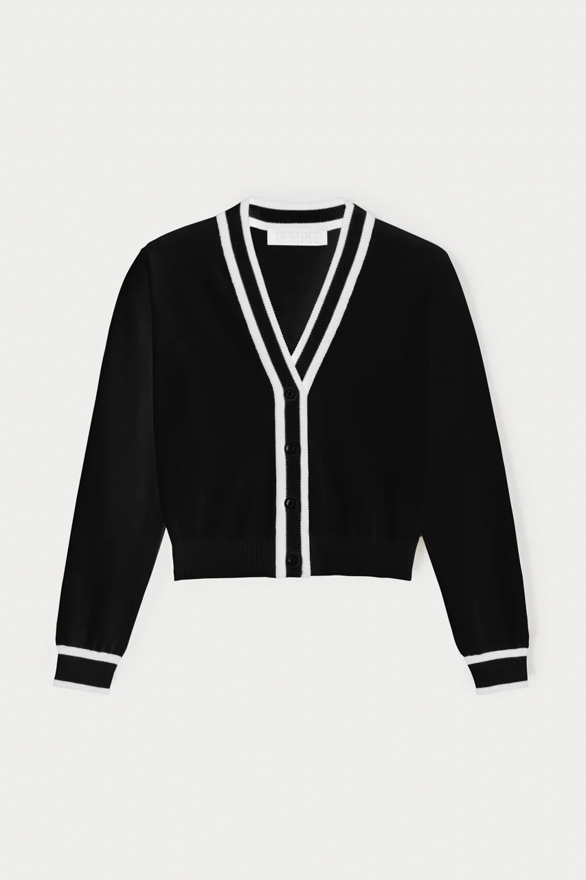 BLACK & WHITE Cropped Cardigan - Image 4