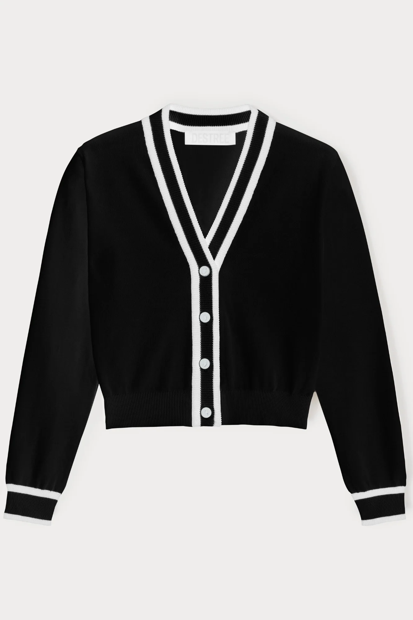 BLACK & WHITE Cropped Cardigan - Image 9