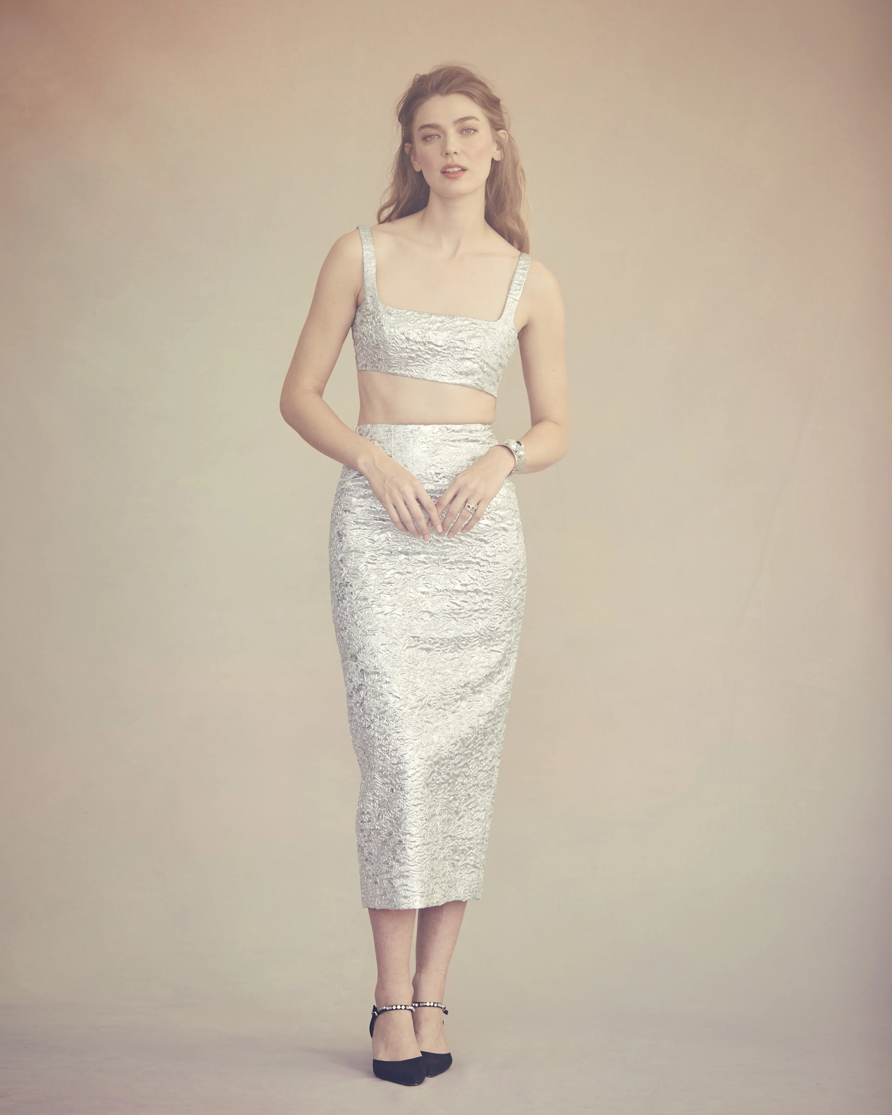 Blake Top in Silver Brocade - Image 5