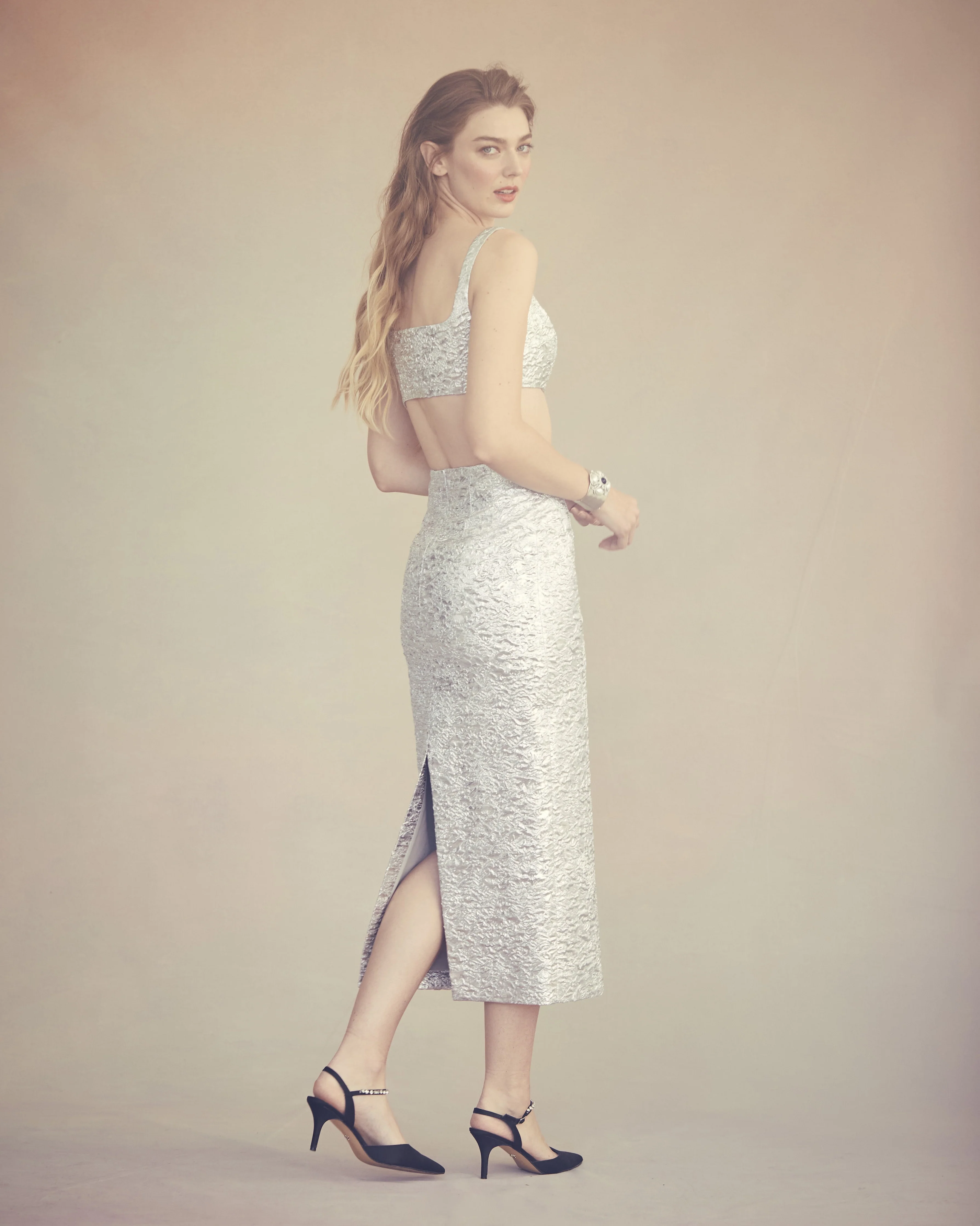 Blake Top in Silver Brocade - Image 6