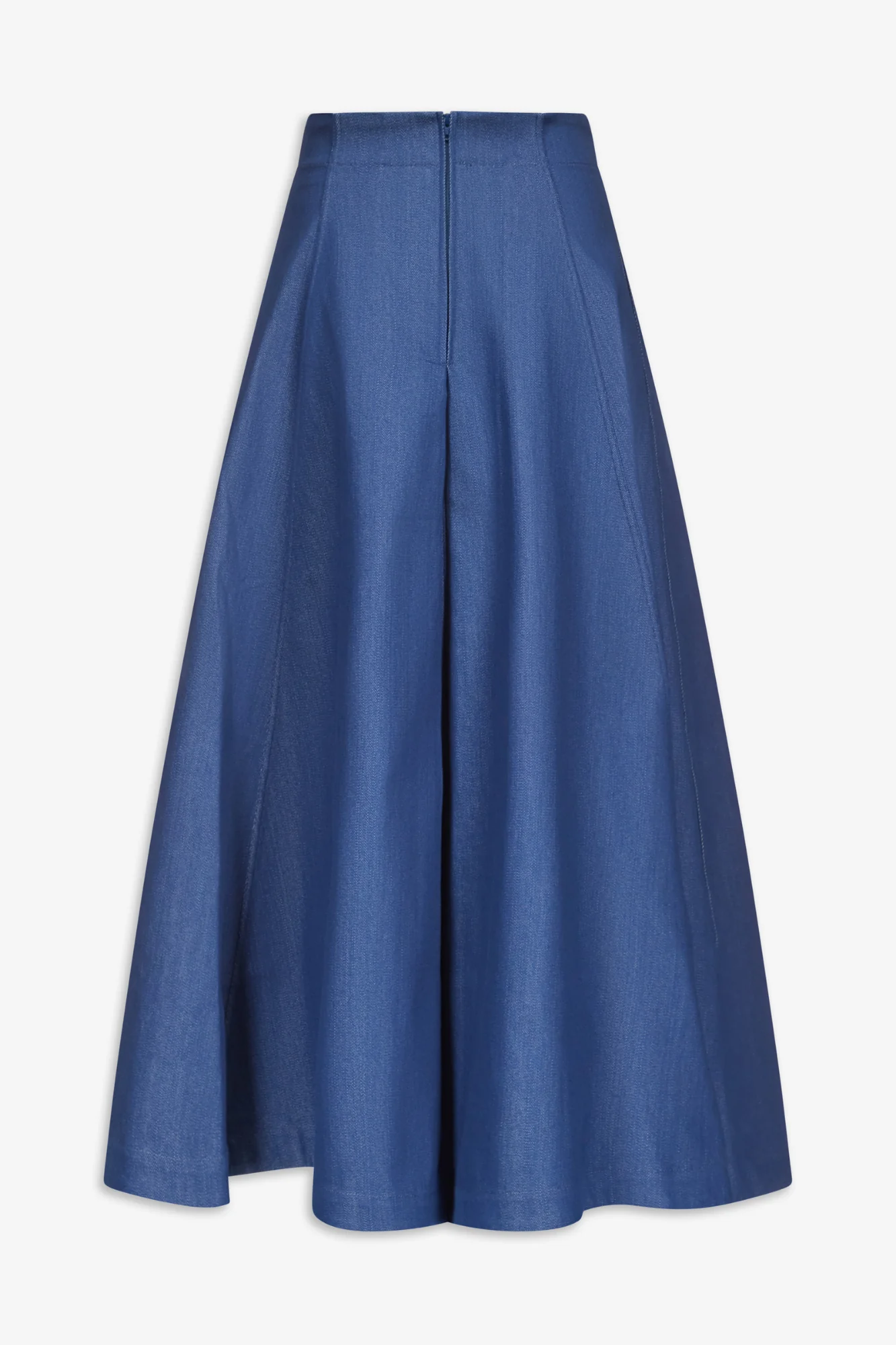 Blue Denim Midi Skirt With Pockets - Image 2