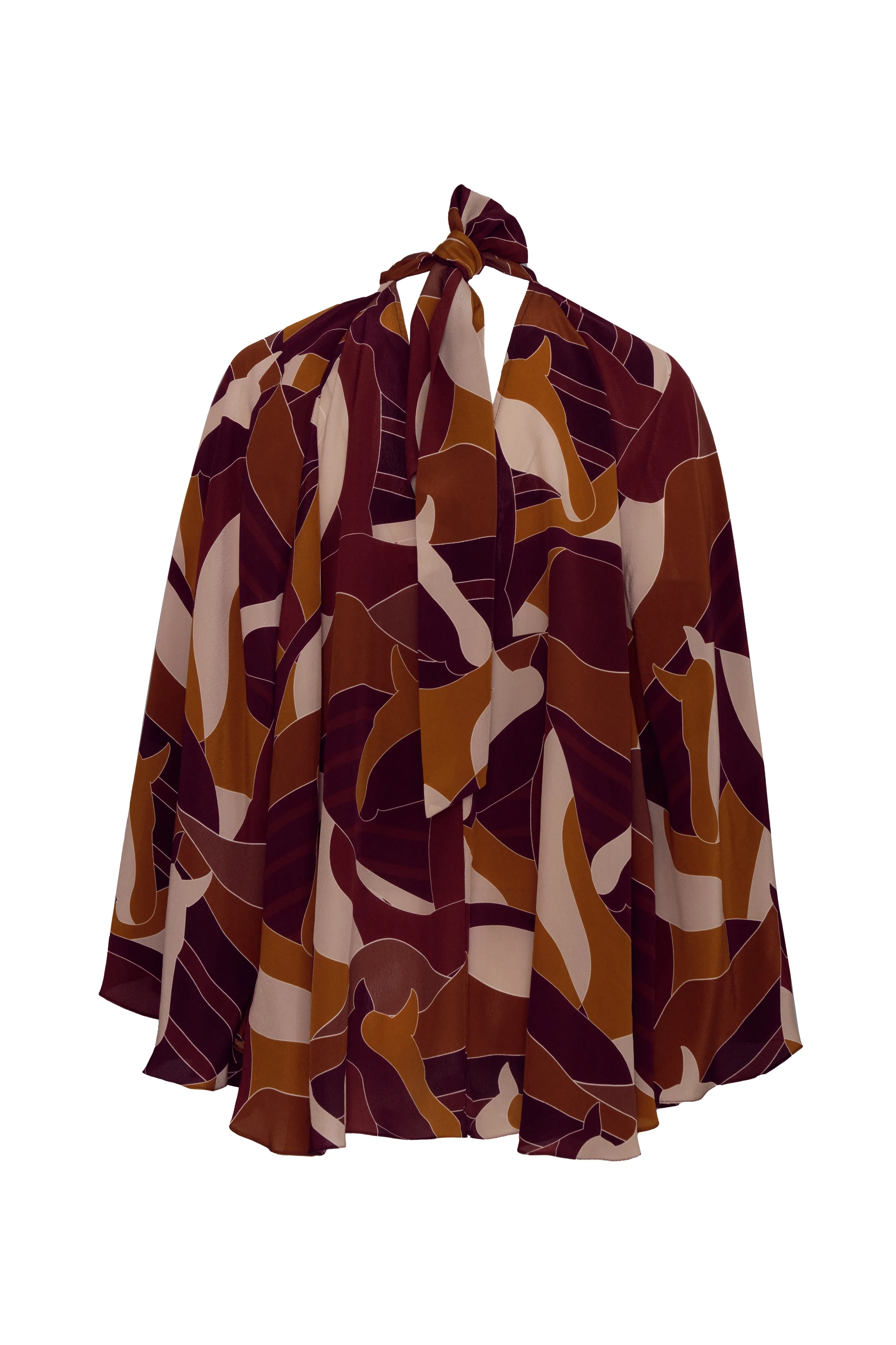 Boho Crepe Chine Blouse / Purple Horses - Image 3