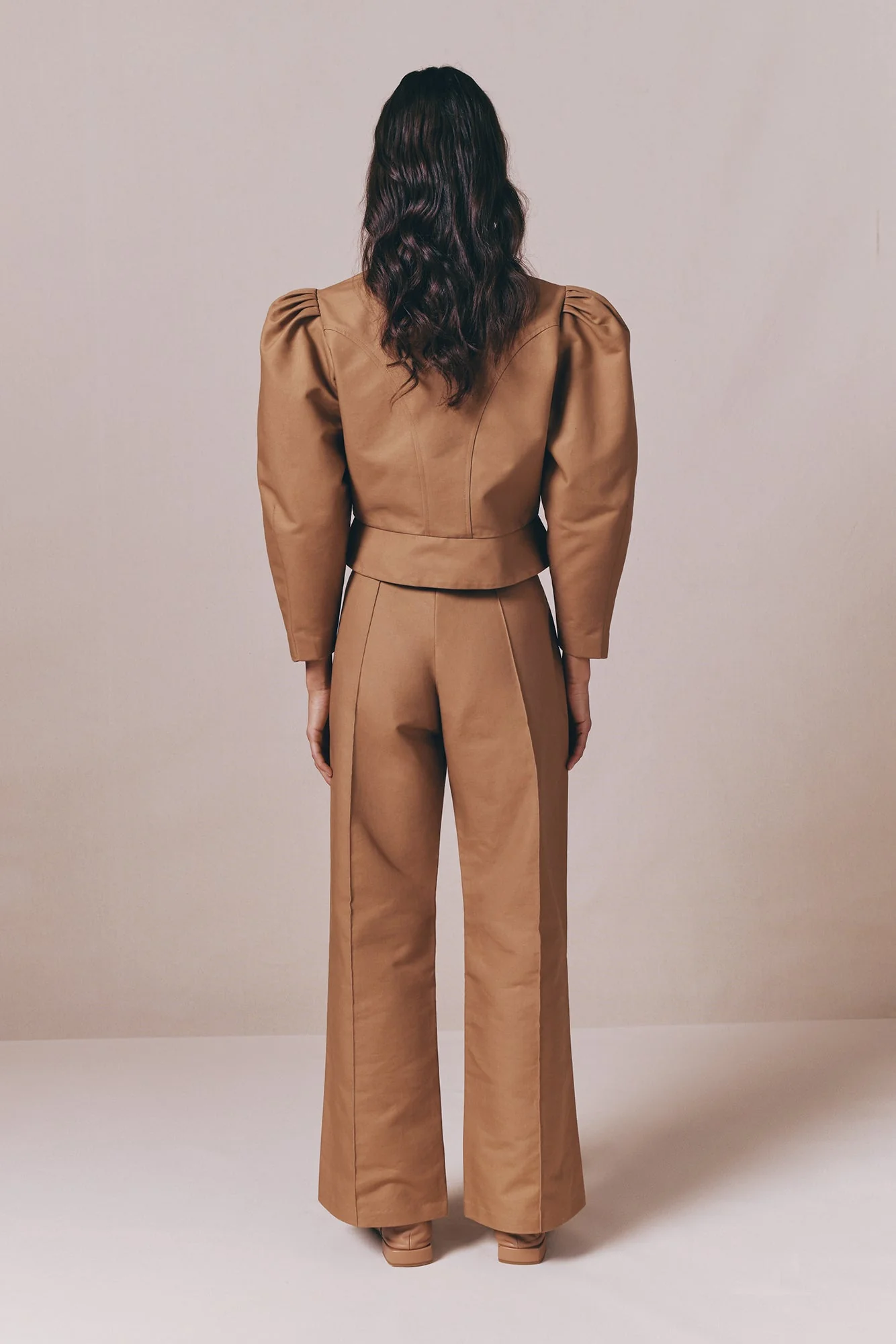 Camel Cotton Flared Pants - Image 5