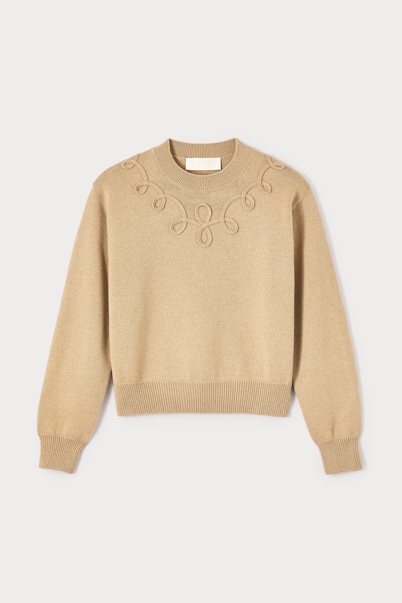 Camel Merino Wool Sweater With Embroidered Details - Image 5