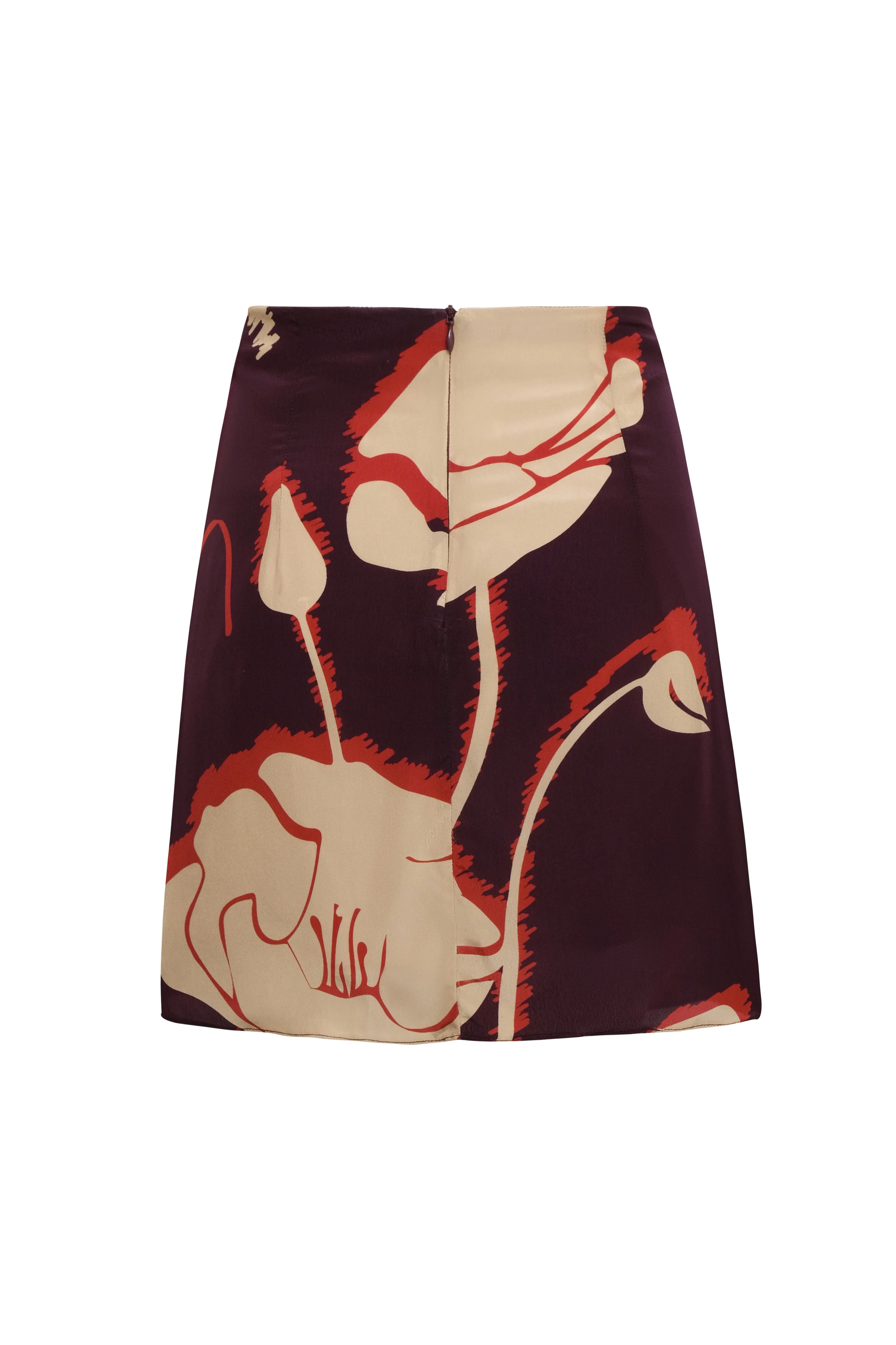 Carmelita Crepe Chine Mini Skirt / Purple Gladiolos - Image 3