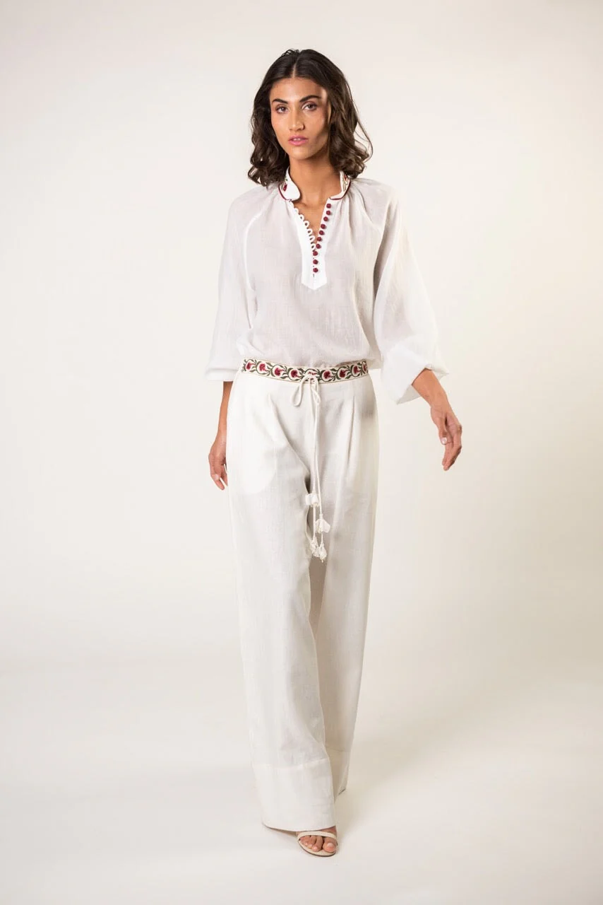 Carnation Pants - White & Red - Image 10