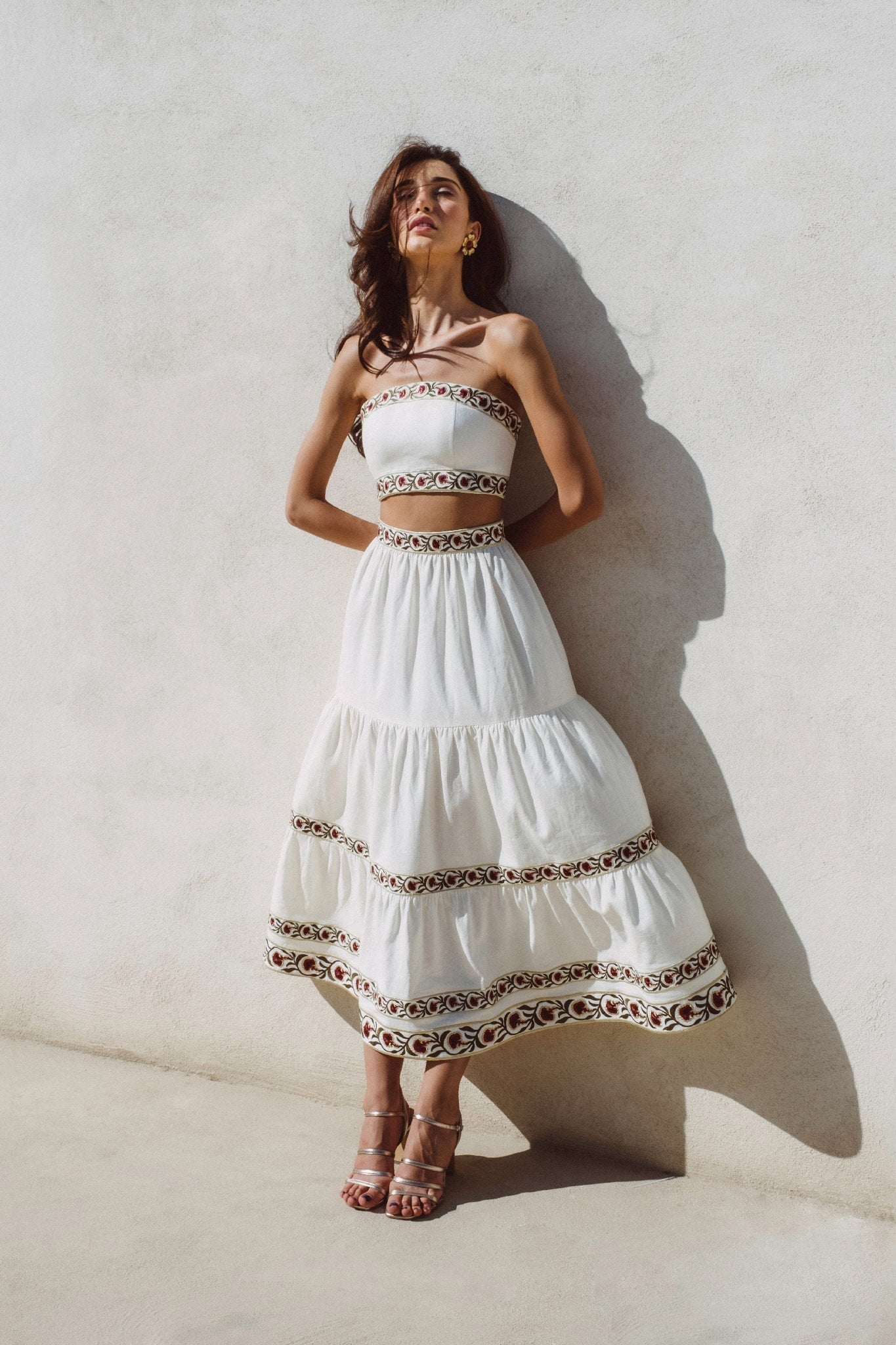 Carnation Ruffle Skirt - Ivory & Red - Image 11