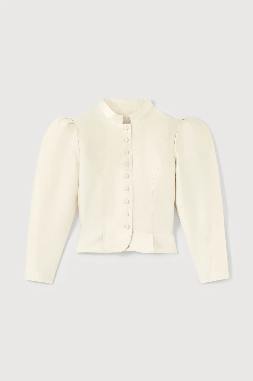 DENIM ECRU Puff Sleeve Shirt - Image 3