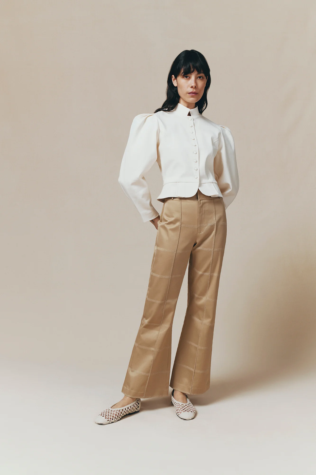 DENIM ECRU Puff Sleeve Shirt - Image 6