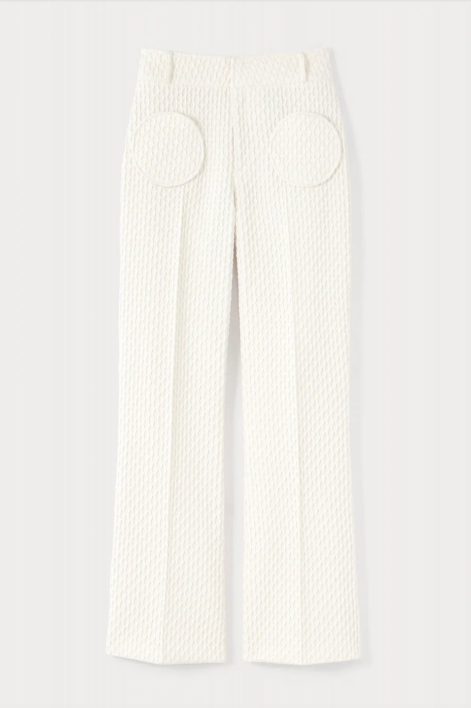 ECRU Flutter Flared Pants With Circular Pockets - Image 4