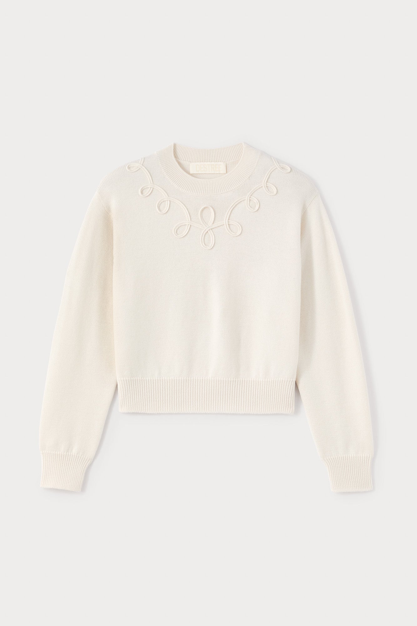 Ecru Merino Wool Sweater With Embroidered Details