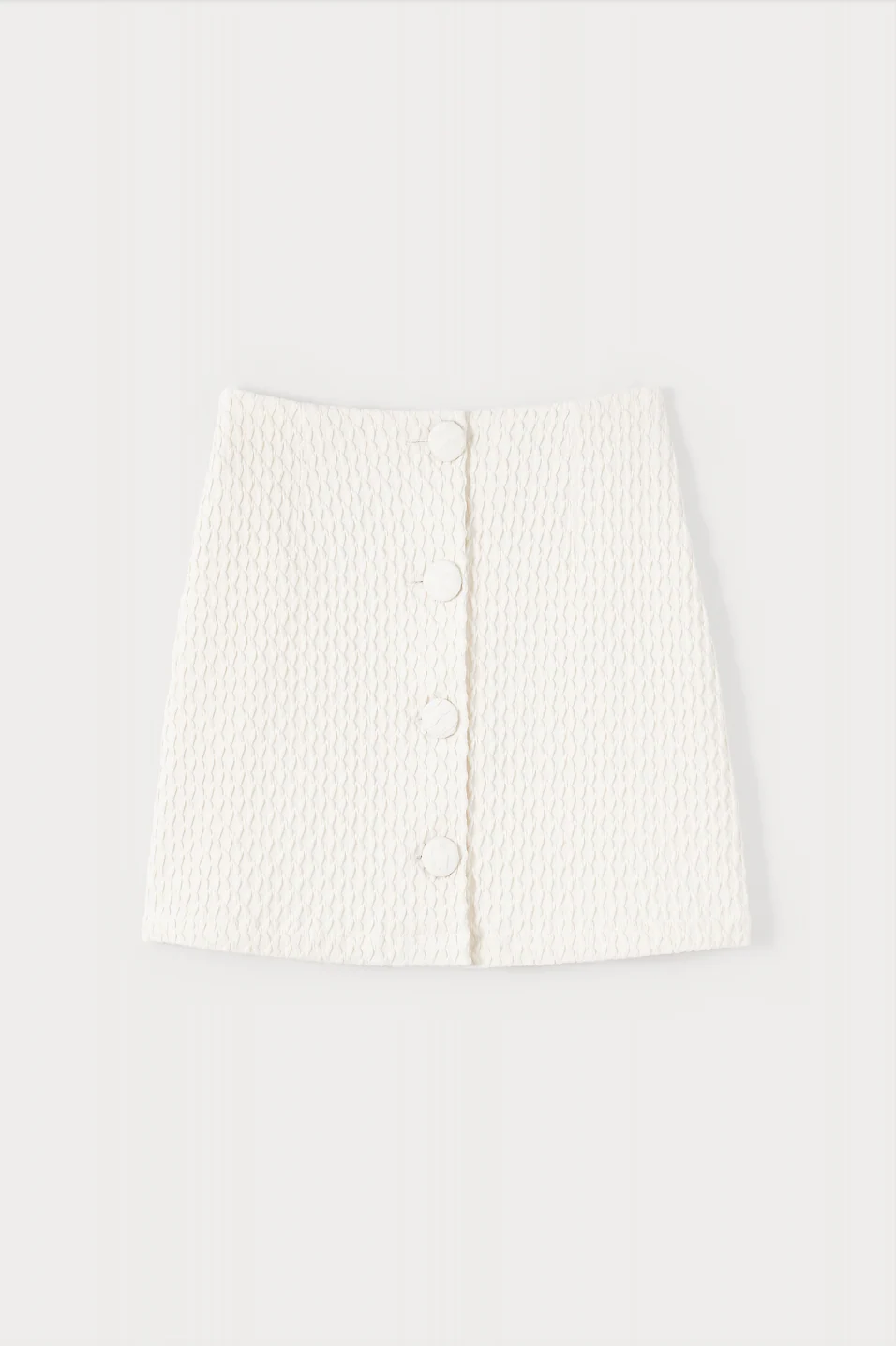 ECRU Textured Mini Skirt With Buttons