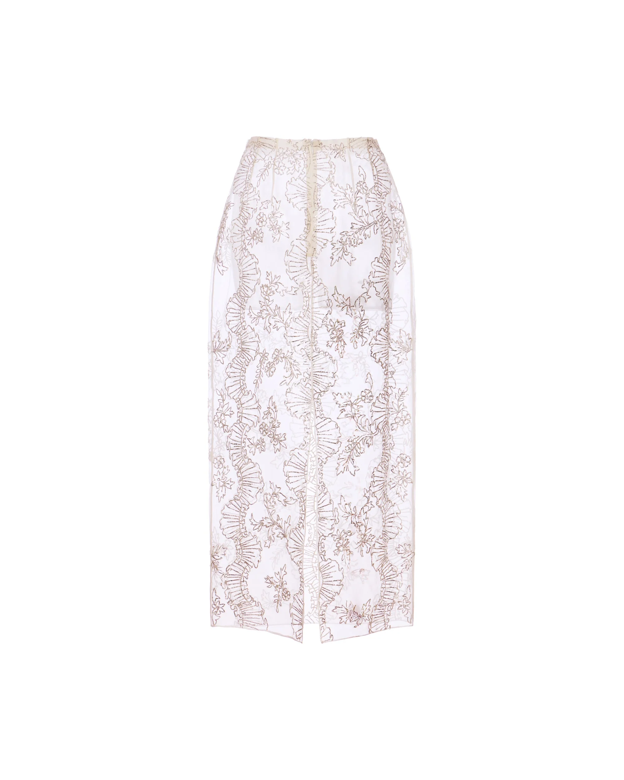 Effie Pencil Skirt in Ivory Organza With Ribbon Embroidery - Image 8