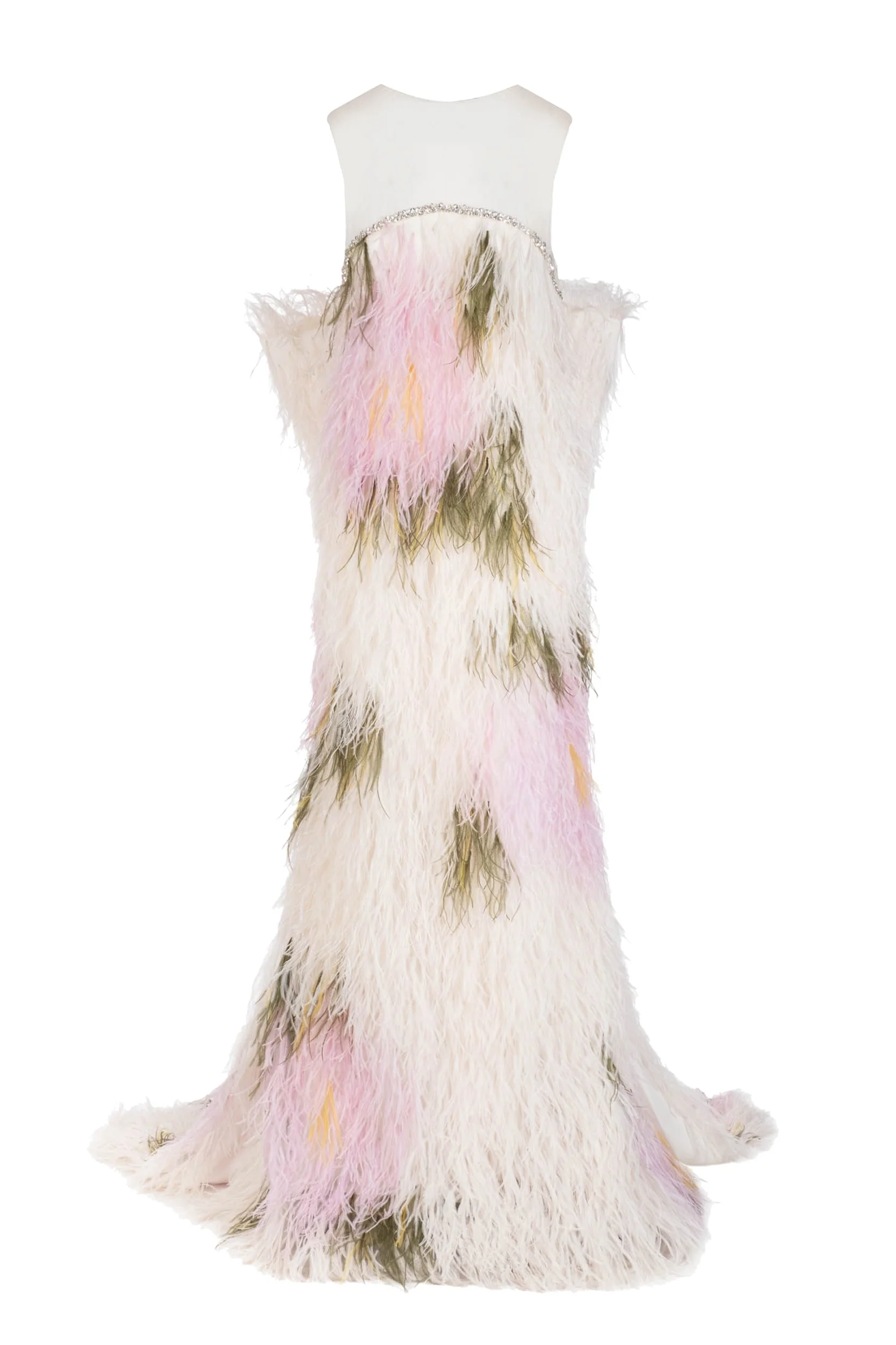 Eliza Gown in Abstract Floral Ostrich Feathers - Image 4