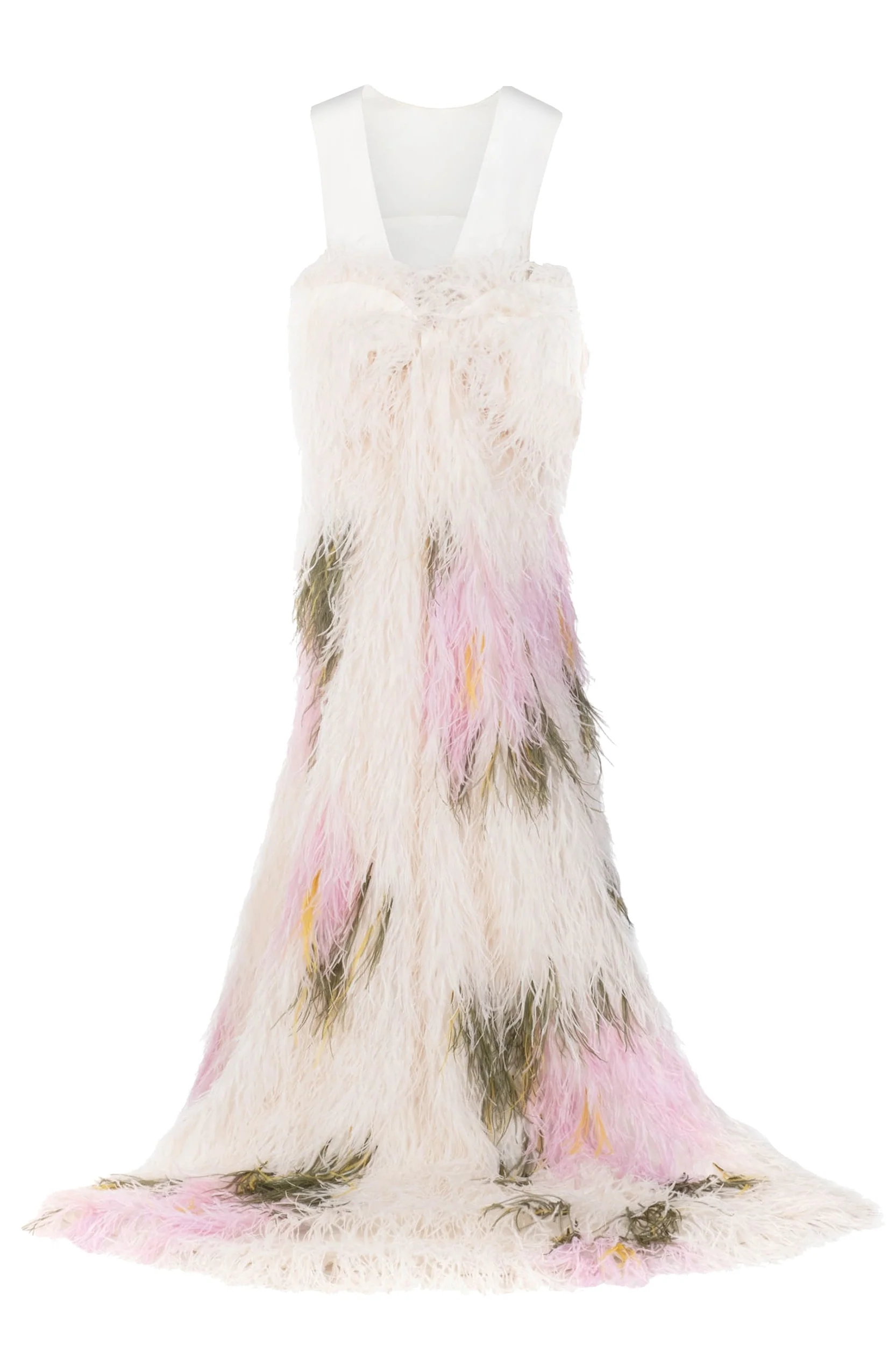 Eliza Gown in Abstract Floral Ostrich Feathers - Image 5