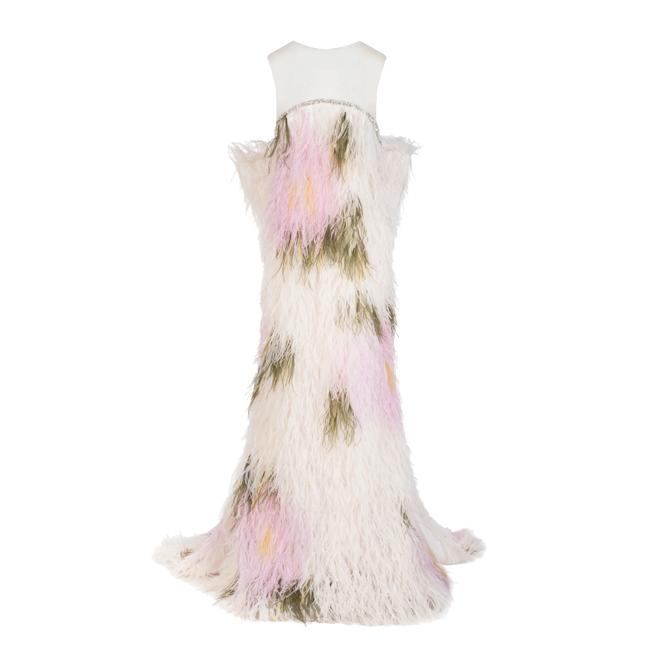 Eliza Gown in Abstract Floral Ostrich Feathers - Image 9